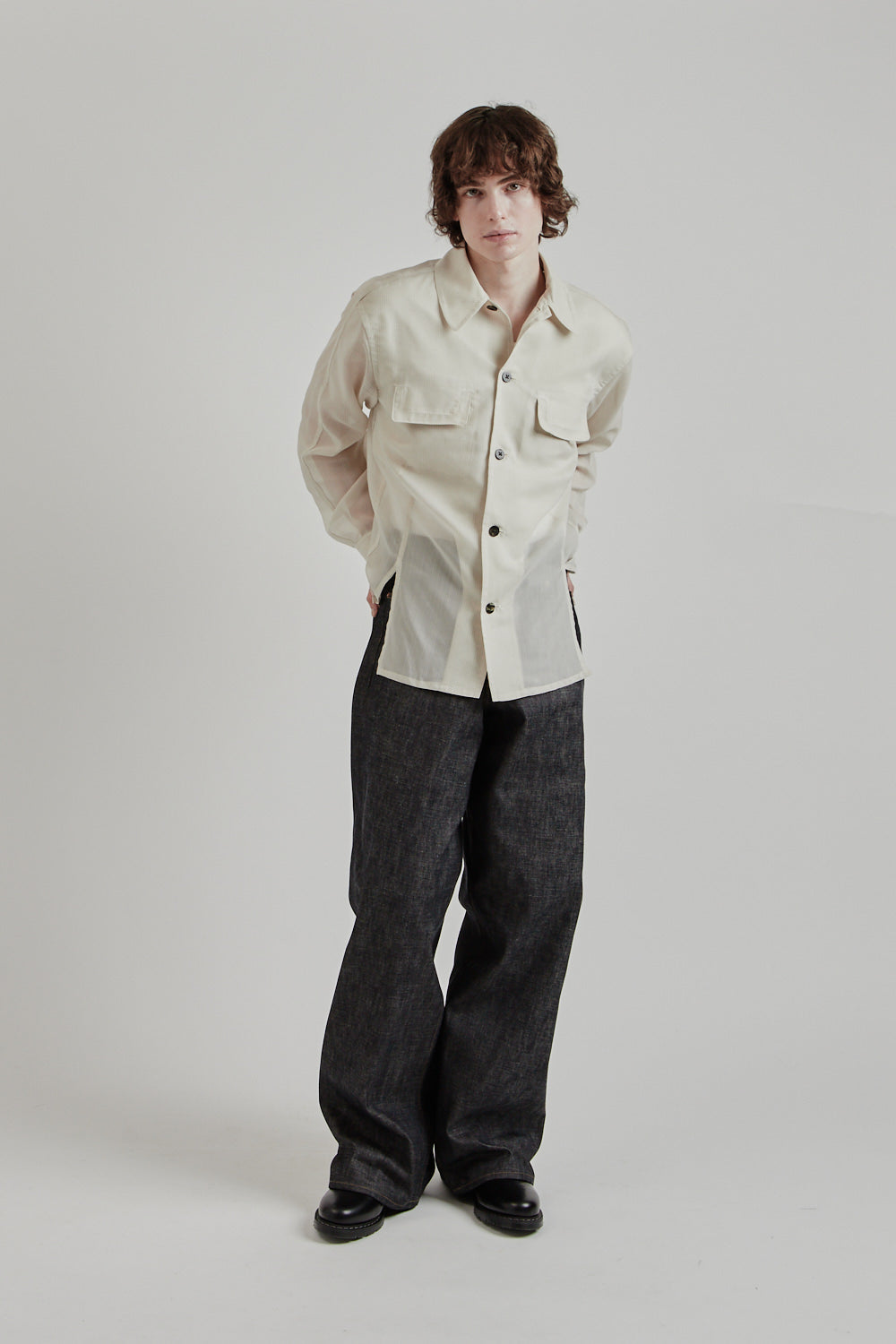 Sugarhill SS25 Sheer Flap Pocket Shirt White Stripe 11