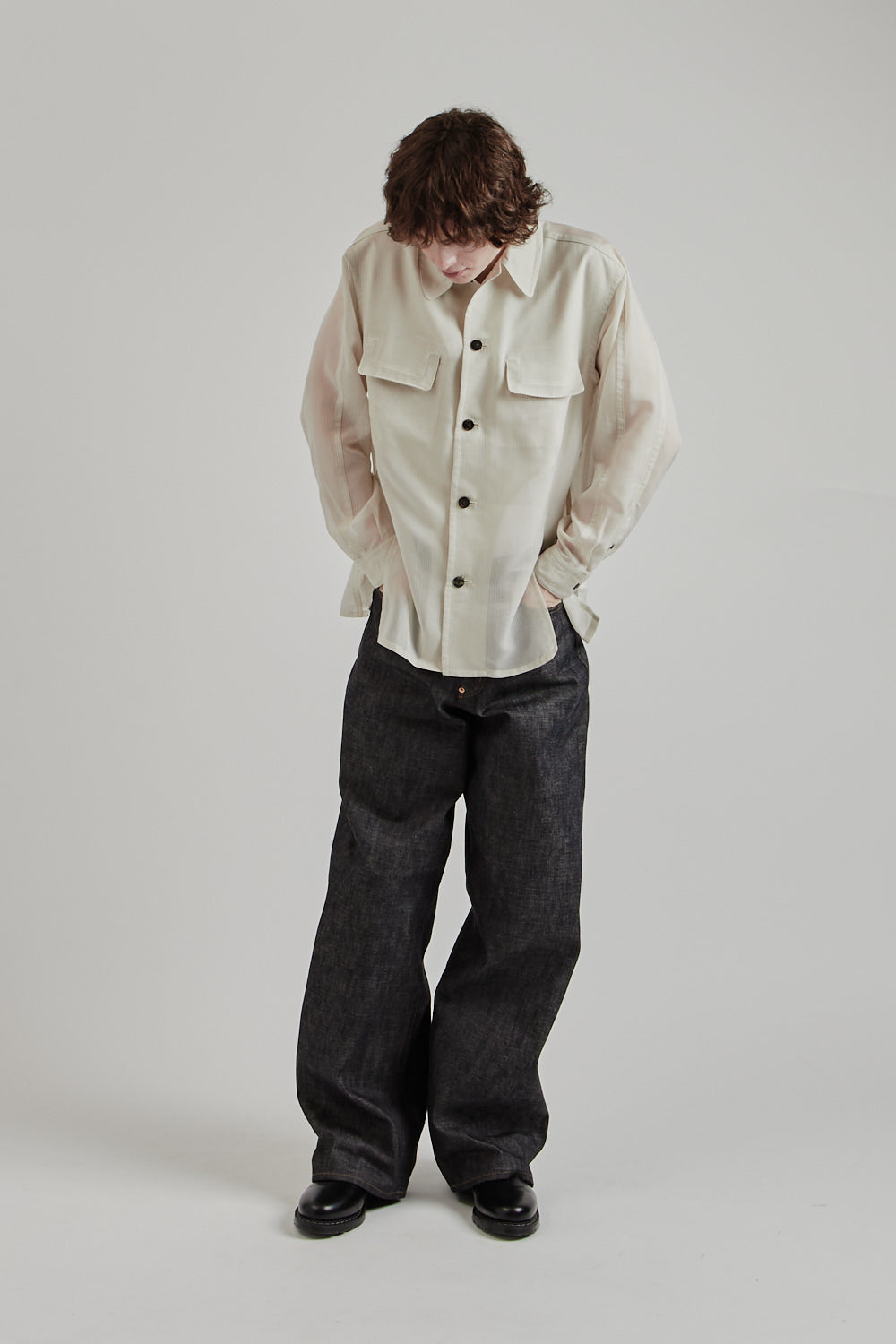 Sugarhill SS25 Sheer Flap Pocket Shirt White Stripe 13