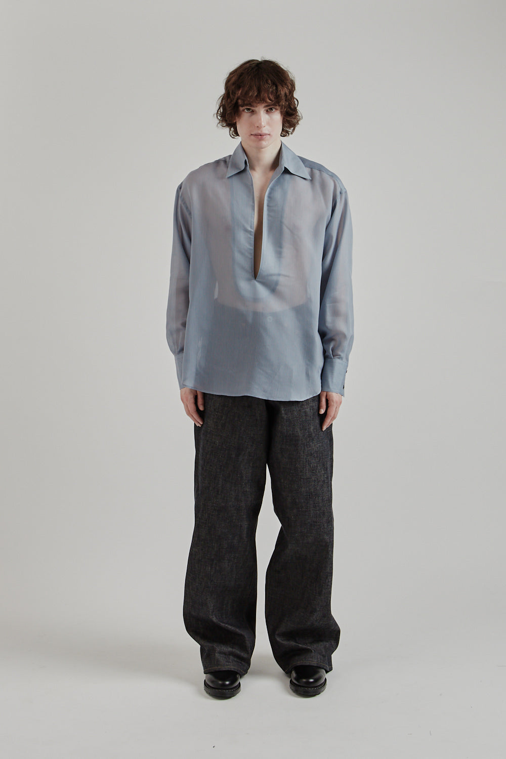 Sugarhill SS25 Sheer Skipper Shirt Blue Stripe 1
