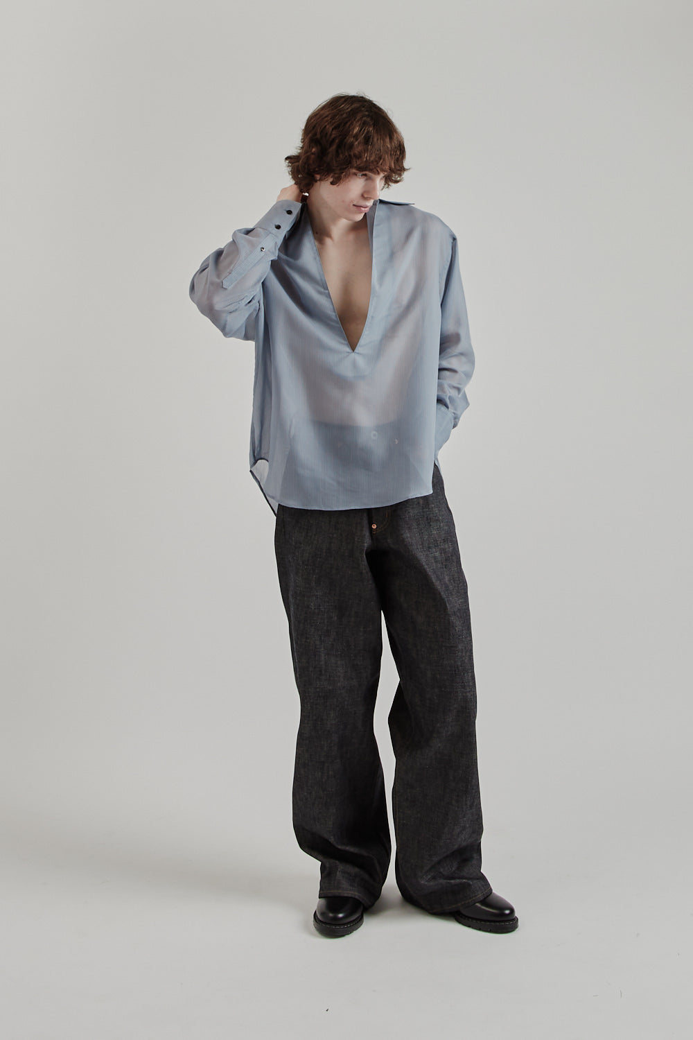 Sugarhill SS25 Sheer Skipper Shirt Blue Stripe 11