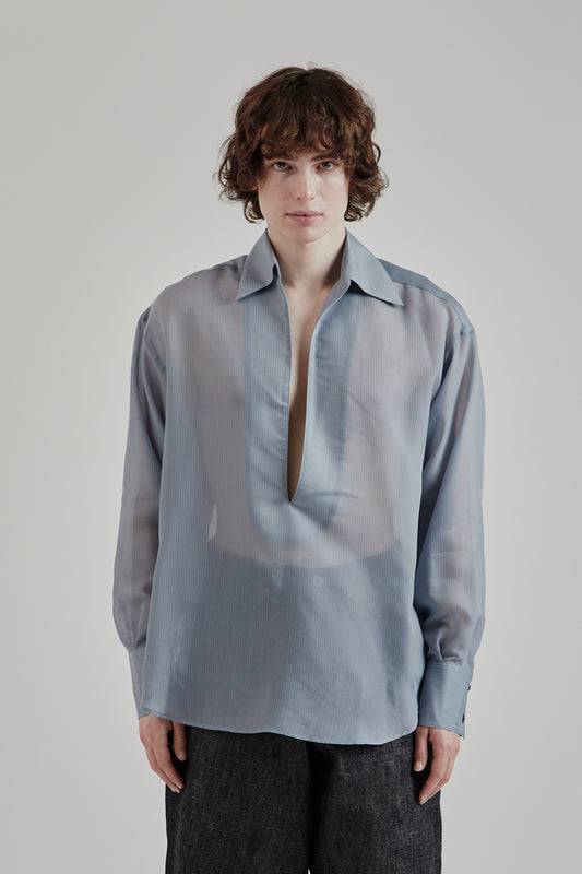 Sugarhill SS25 Sheer Skipper Shirt Blue Stripe 2