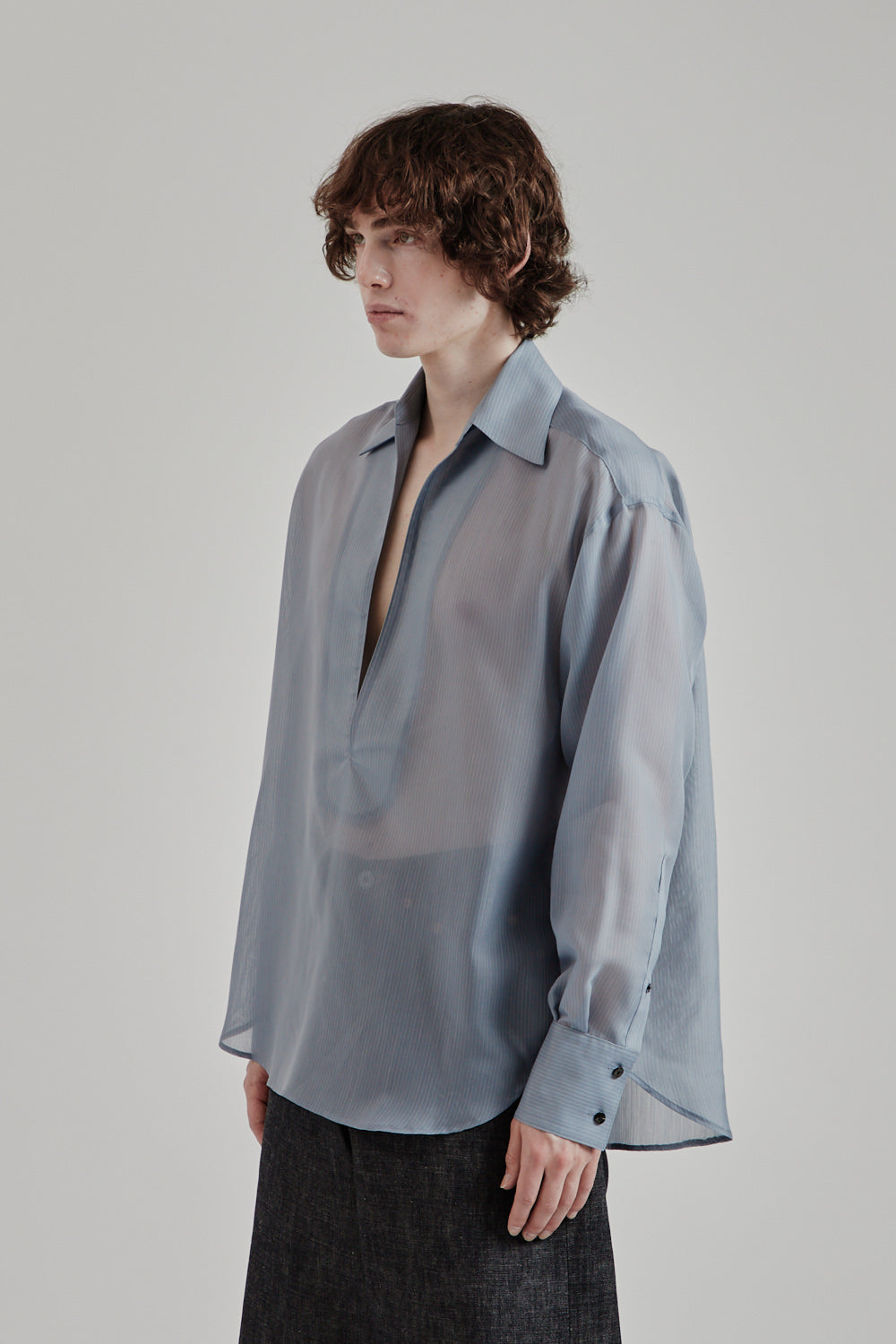 Sugarhill SS25 Sheer Skipper Shirt Blue Stripe 3