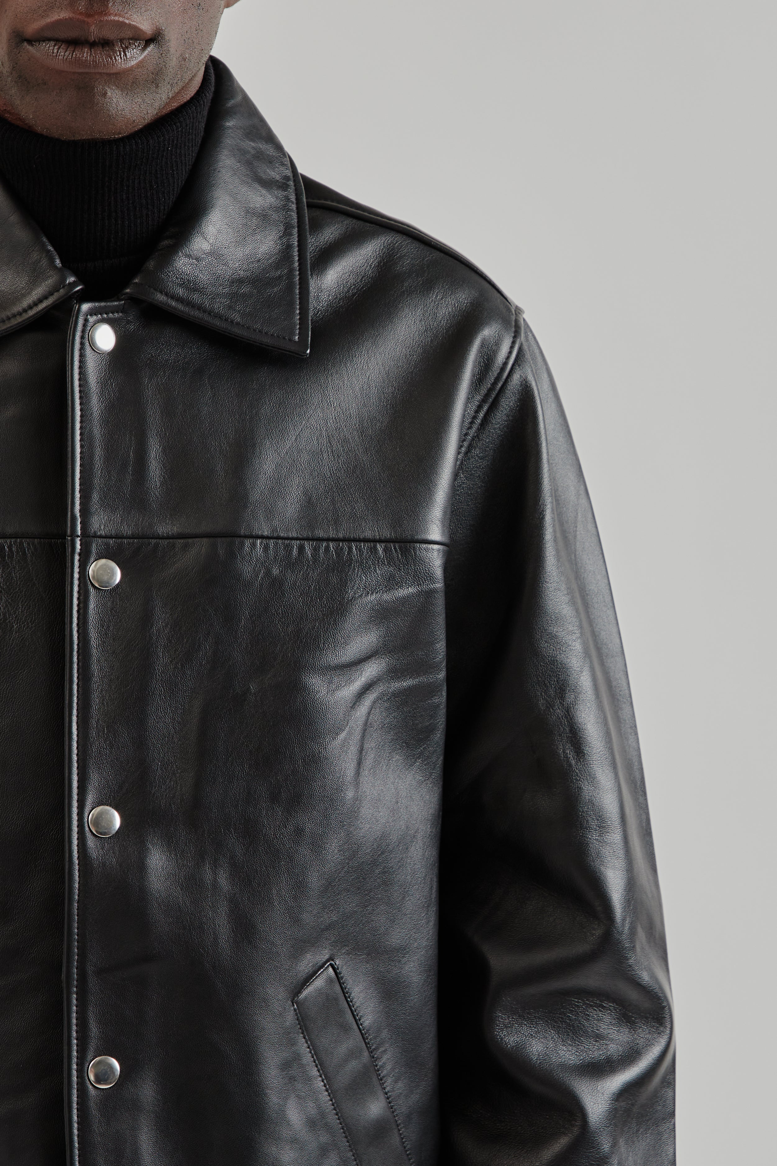 ジャケット・アウター COACH FULL-GRAIN LEATHER. Sunflower Coach Leather Jacket - Black | Wallace Mercantile Shop