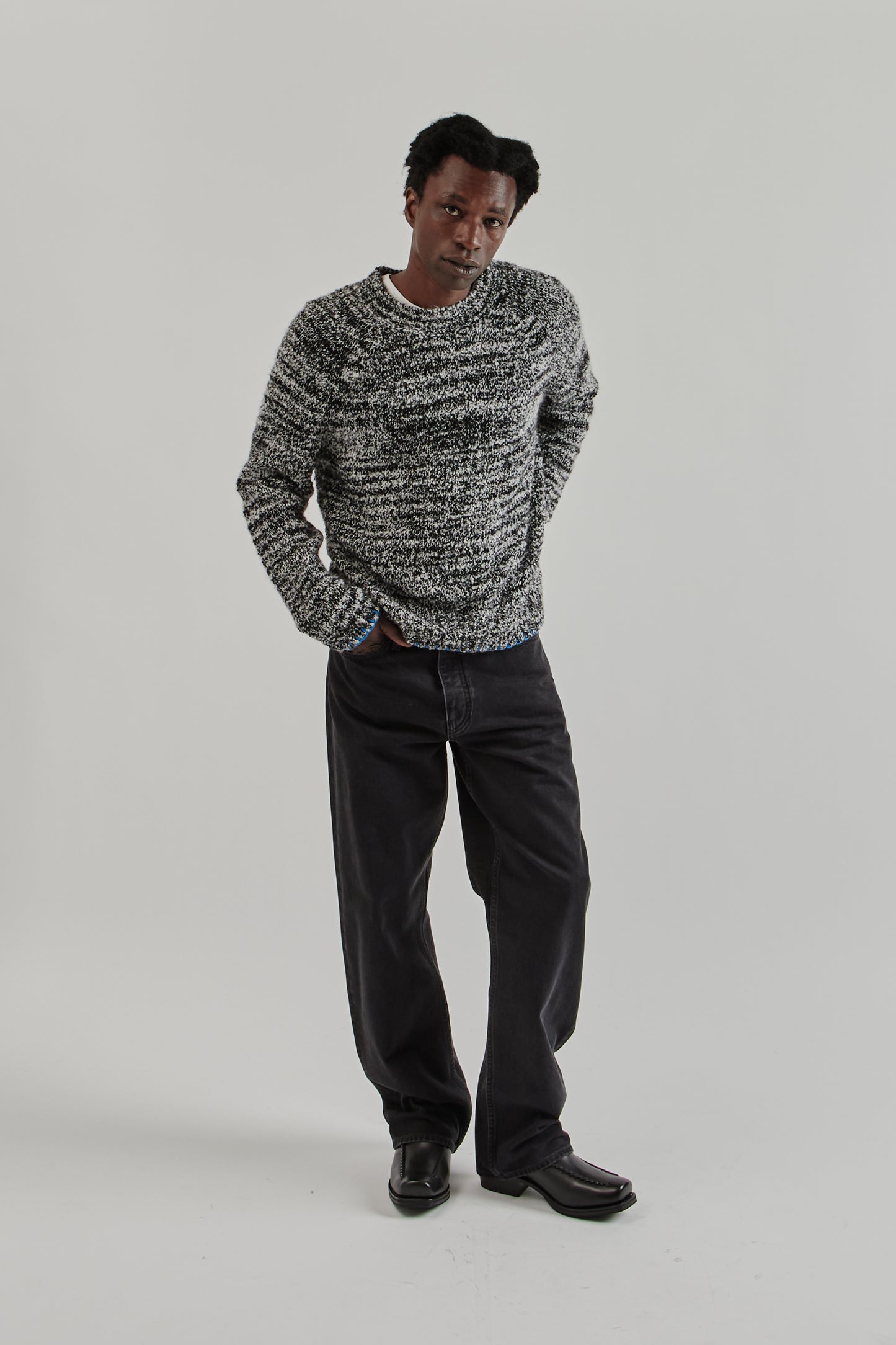Sunflower FW25 Frederik Contrast Sweater Antracite Mouline20