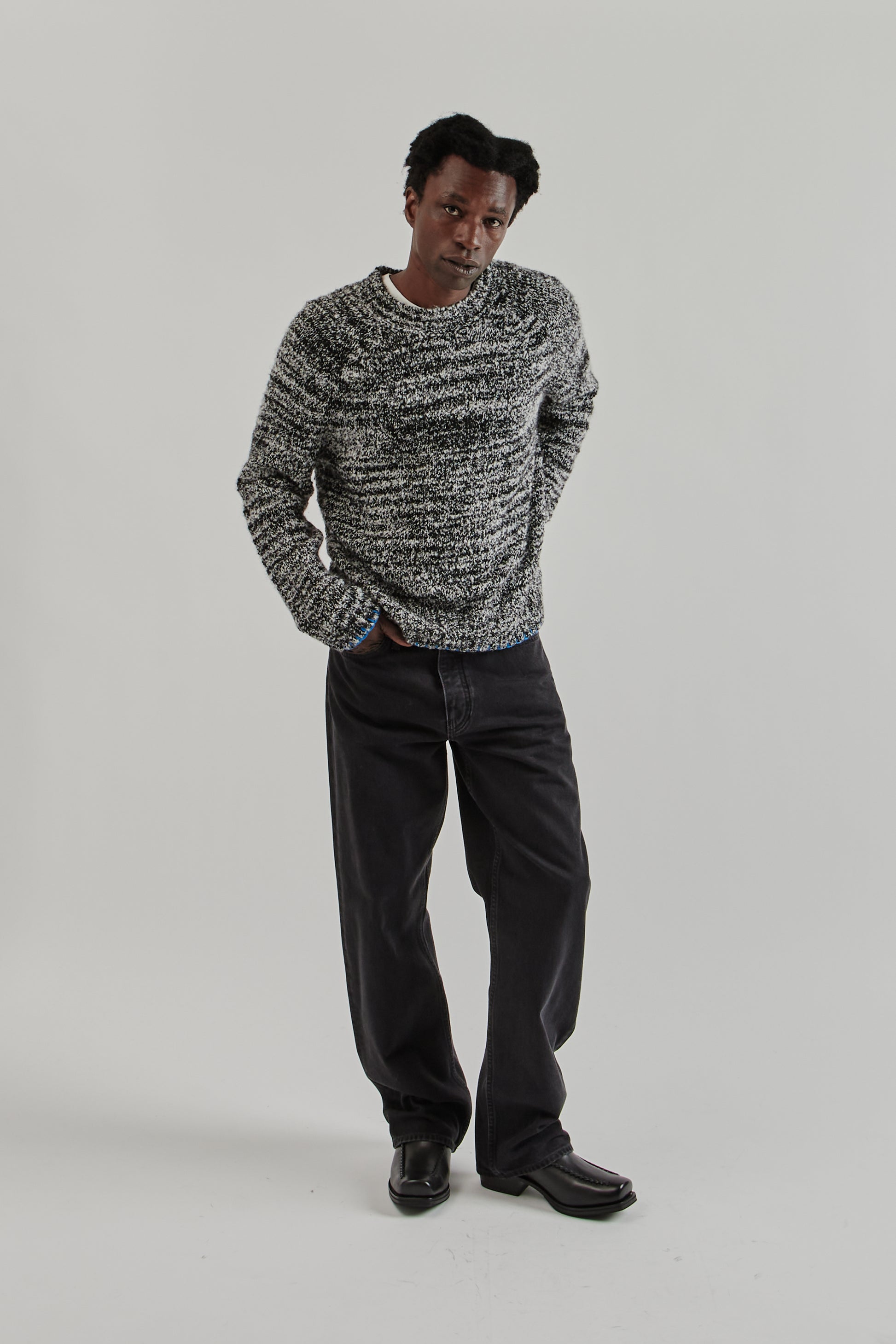 Sunflower FW25 Frederik Contrast Sweater Antracite Mouline20