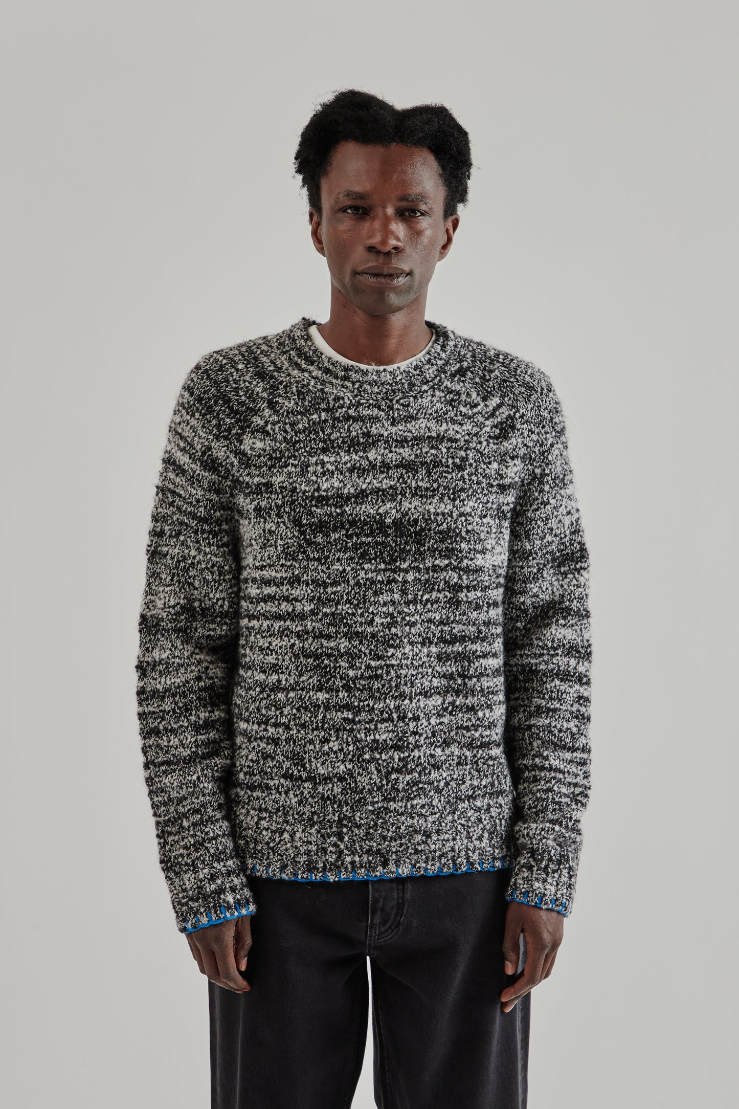 Sunflower FW25 Frederik Contrast Sweater Antracite Mouline3