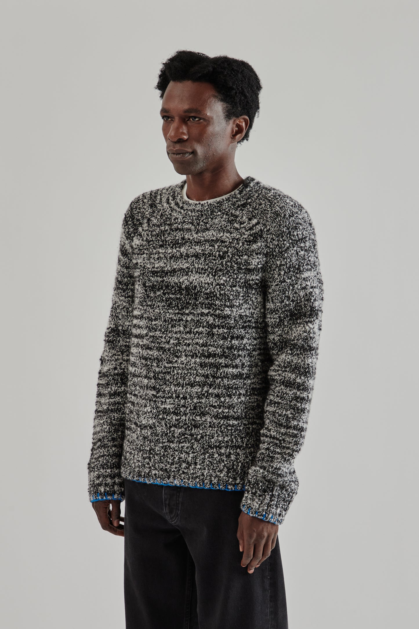 Sunflower FW25 Frederik Contrast Sweater Antracite Mouline5