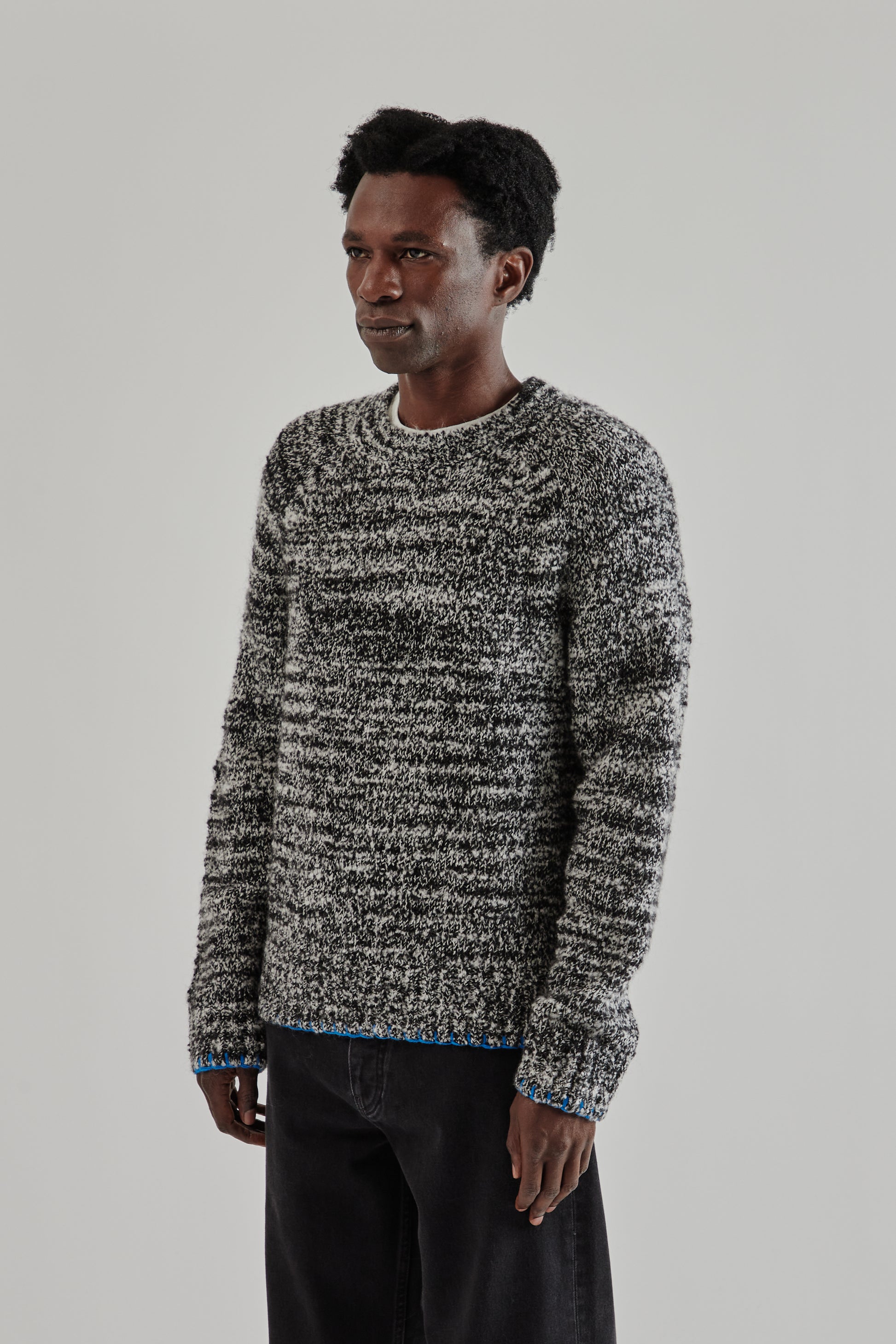 Sunflower FW25 Frederik Contrast Sweater Antracite Mouline5