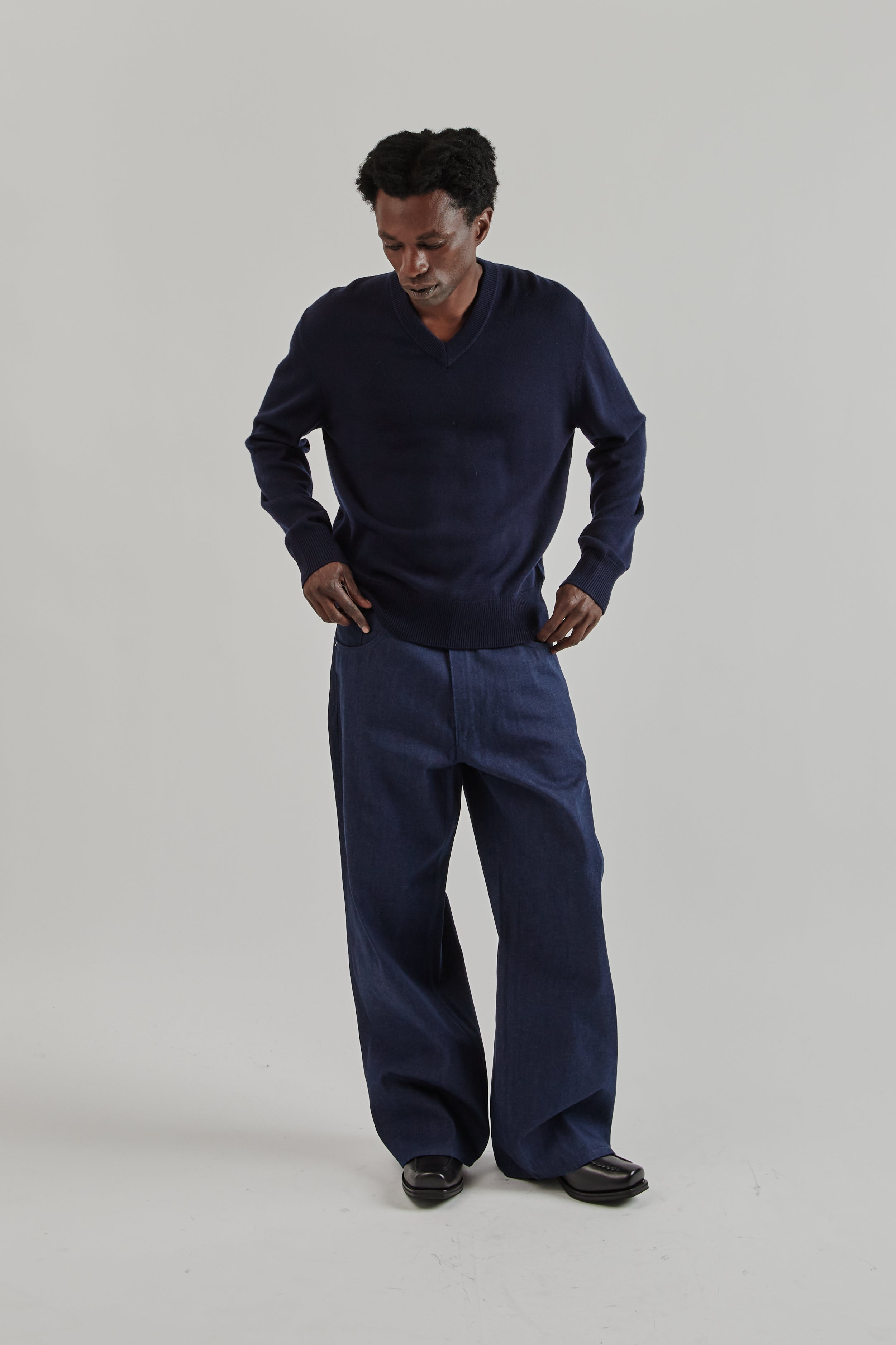 Sunflower Moon Merino V Neck - Navy | Wallace Mercantile Shop