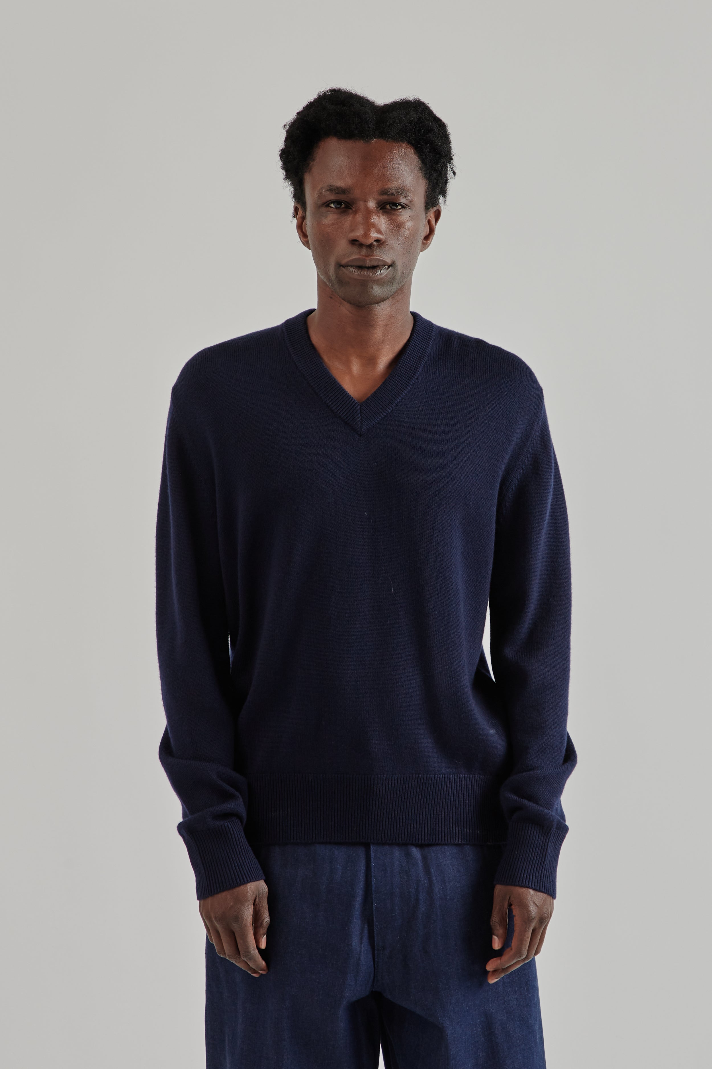 トップス SUNFLOWER Moon Merino V Neck Navy S Sunflower Moon Merino V Neck - Navy | Wallace Mercantile Shop