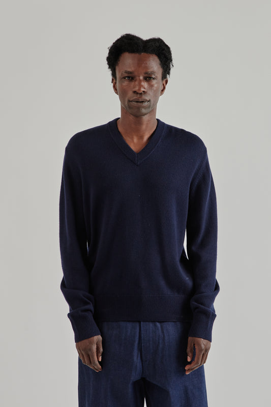 Sunflower FW25 Moon Merino V Neck Navy3
