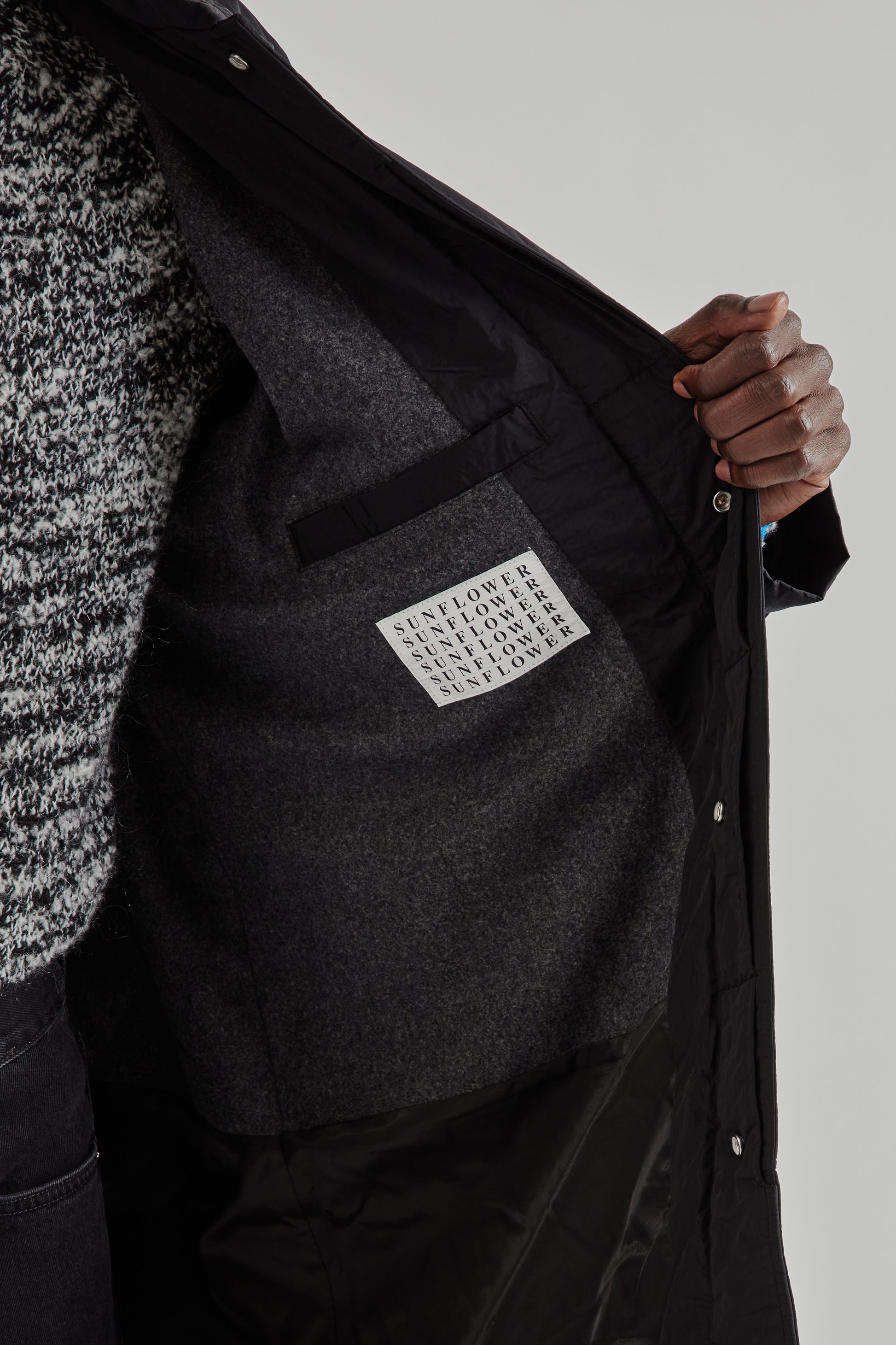 Sunflower FW25 Relaxed Nylon Coat Black17