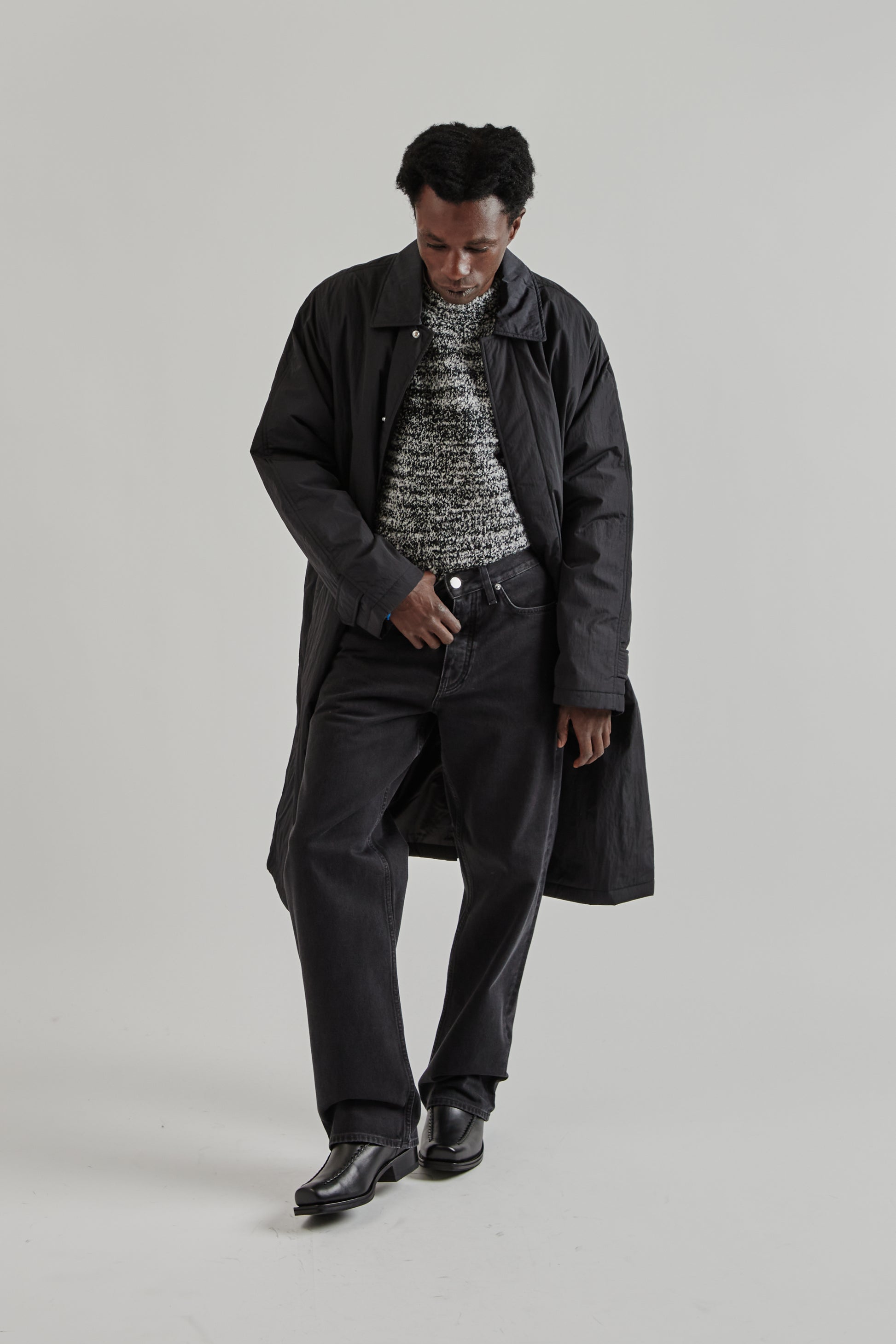 Sunflower FW25 Relaxed Nylon Coat Black21