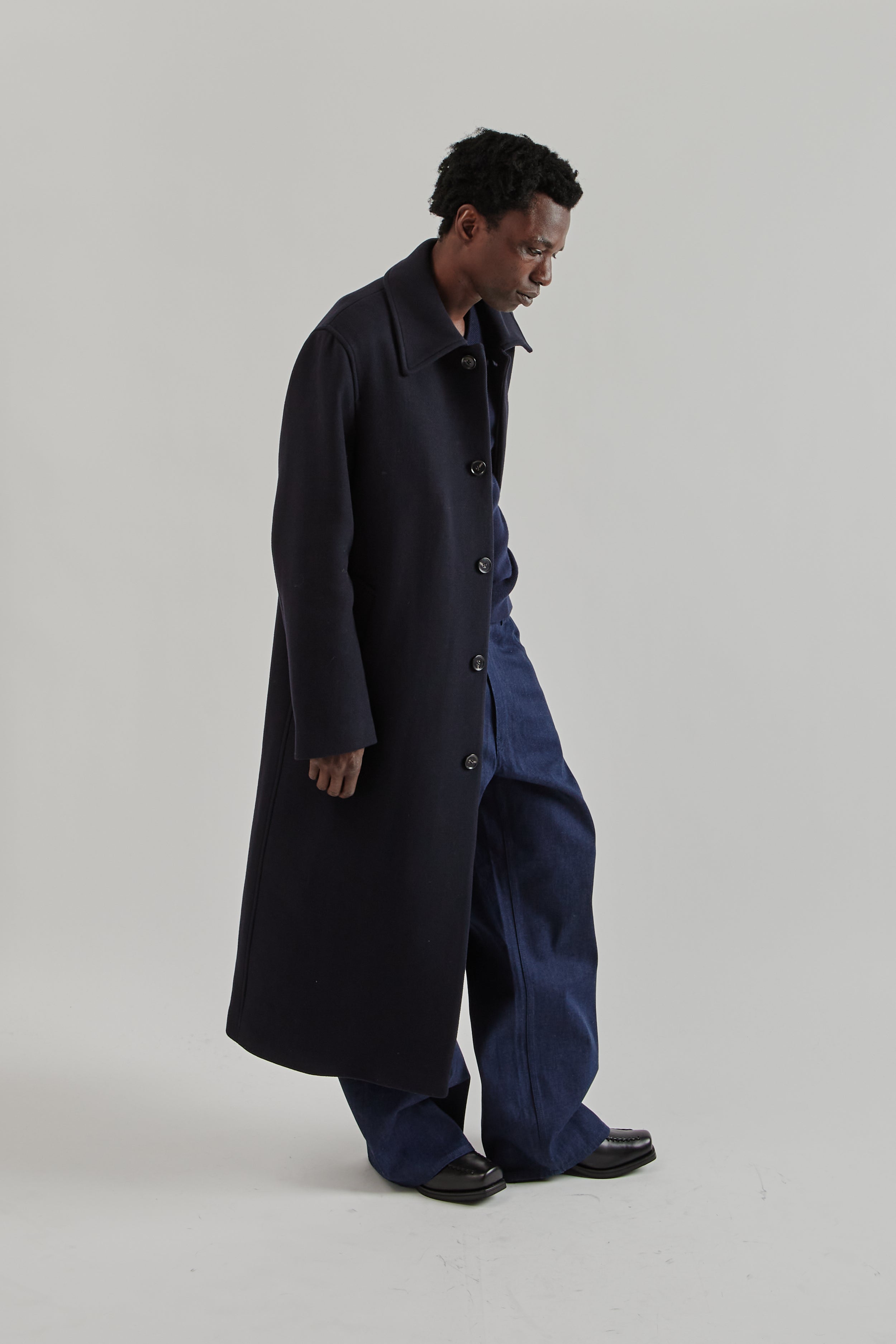 sunflower winter coat 23aw our's Sunflower Winter Coat - Dark Navy