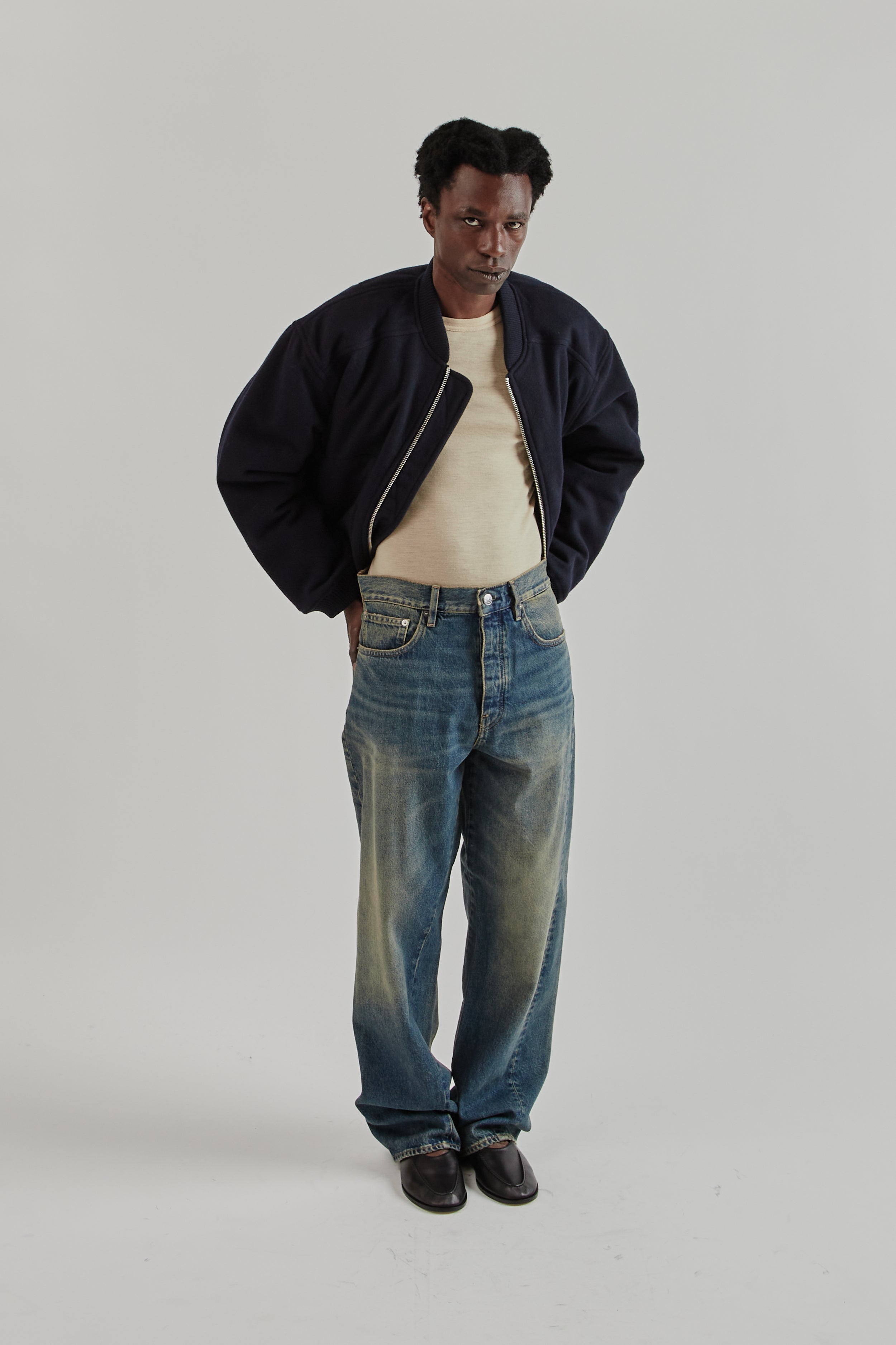 Sunflower Wool Bomber - Navy | Wallace Mercantile Shop