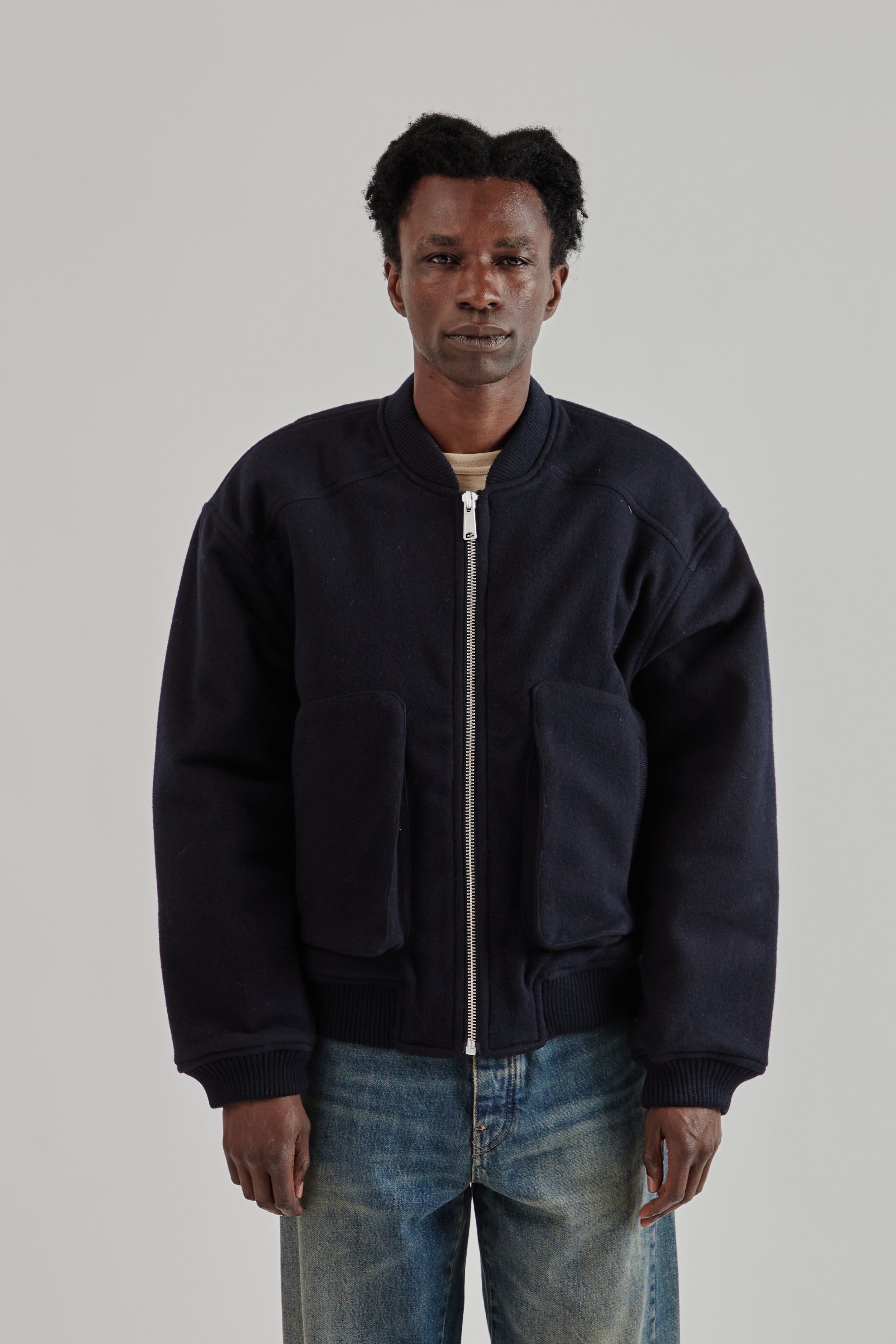Sunflower Wool Bomber - Navy | Wallace Mercantile Shop