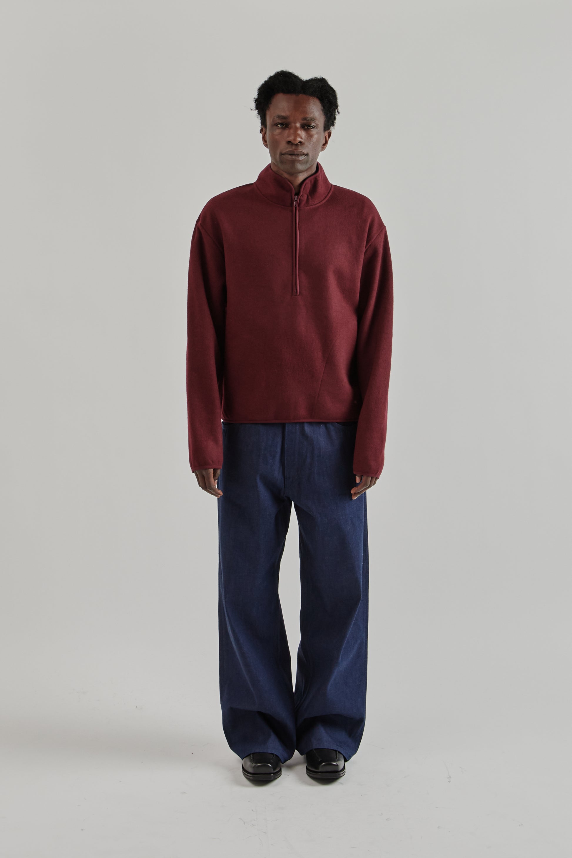 Sunflower FW25 Wool Half Zip Burgundy