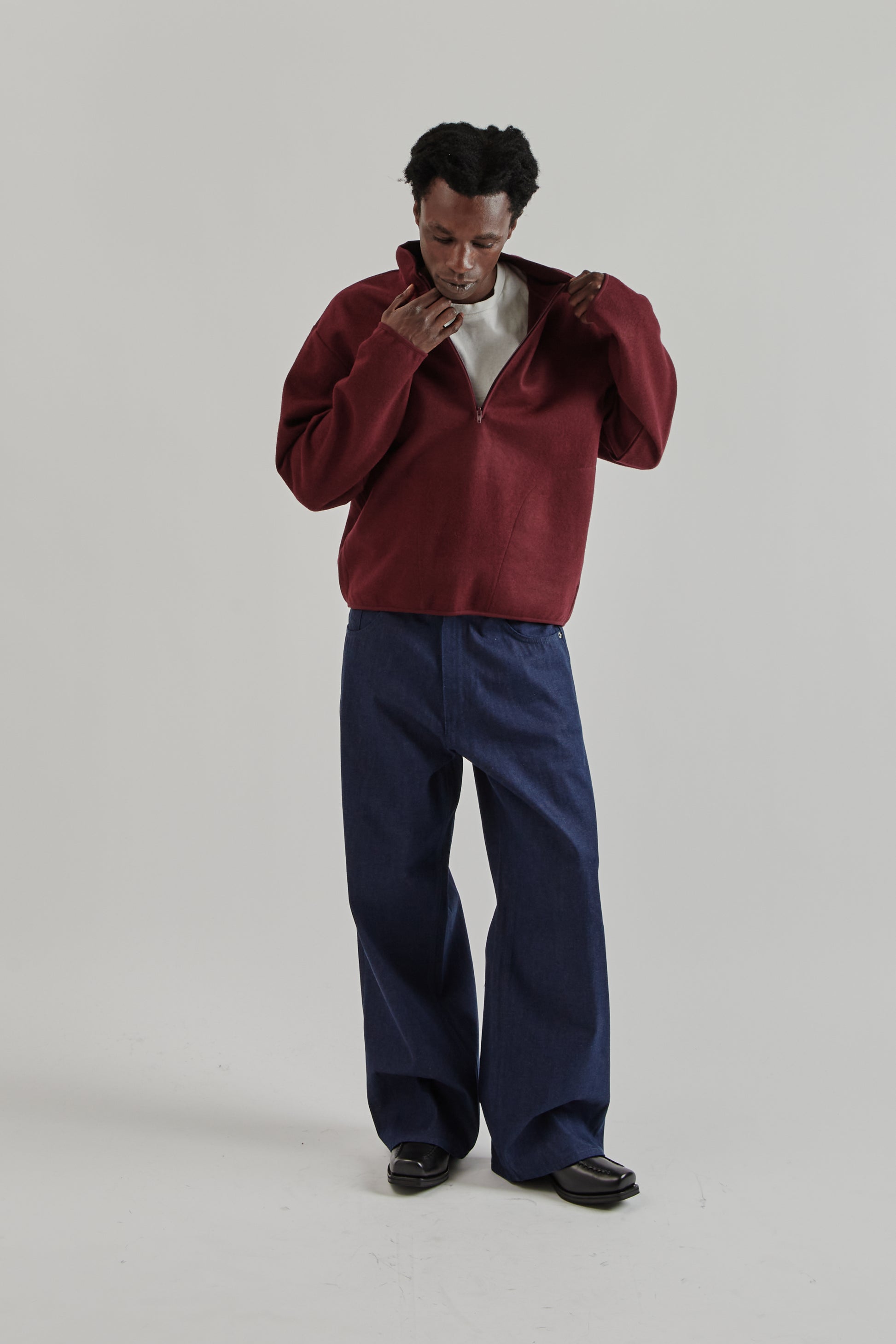 Sunflower FW25 Wool Half Zip Burgundy19