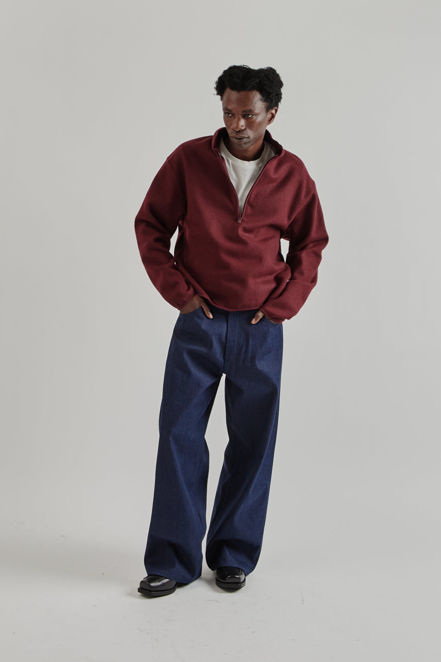 Sunflower FW25 Wool Half Zip Burgundy22