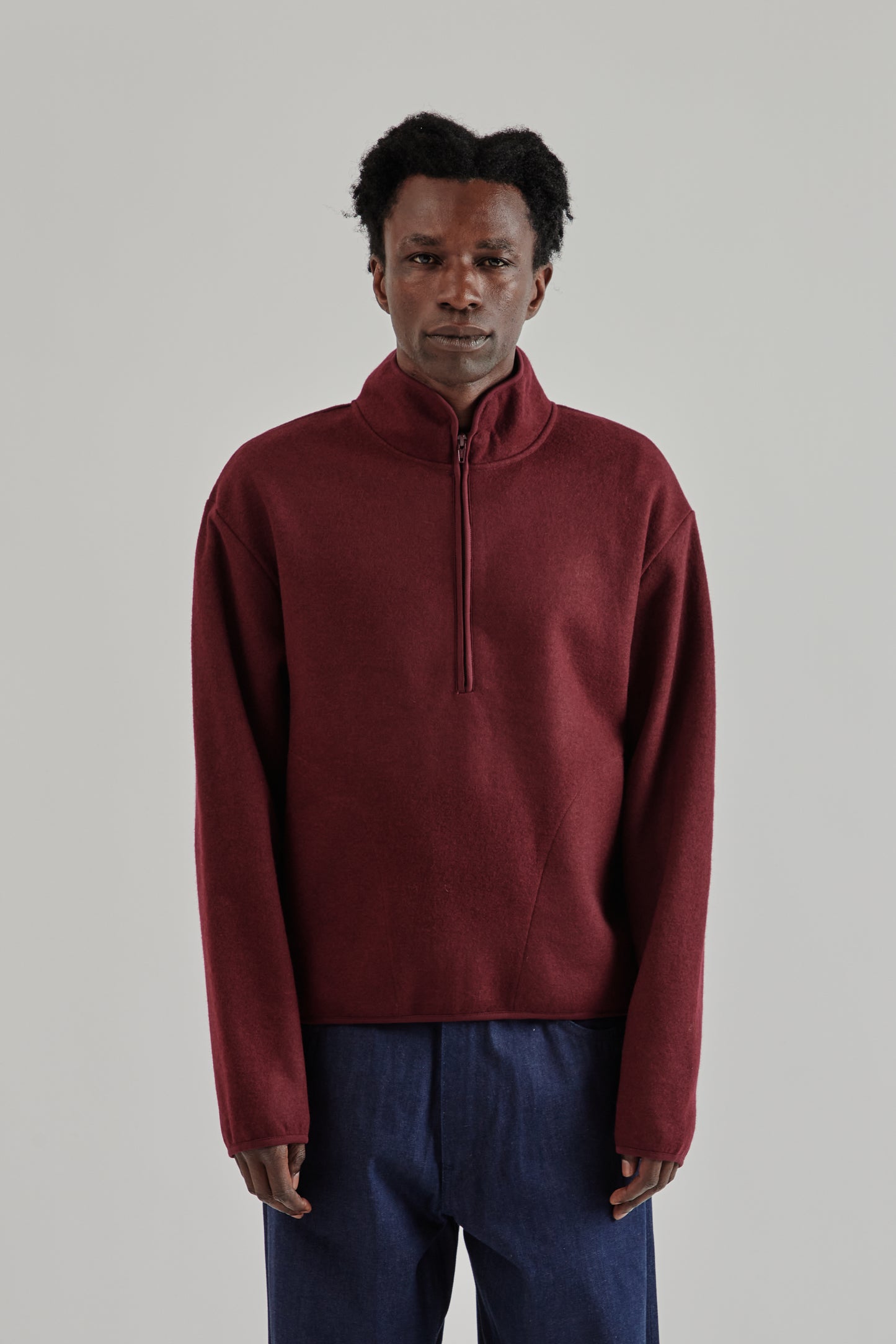 Sunflower FW25 Wool Half Zip Burgundy3