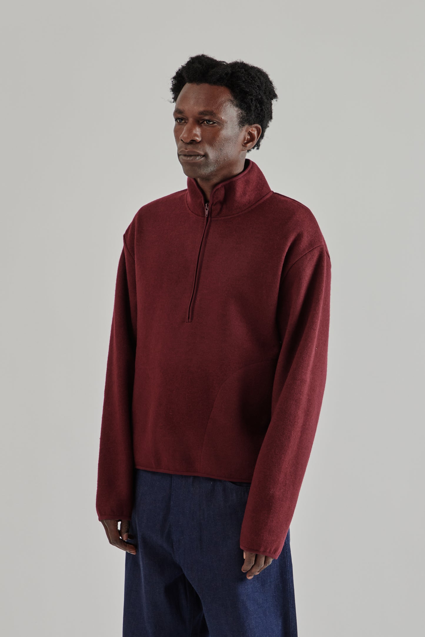 Sunflower FW25 Wool Half Zip Burgundy5