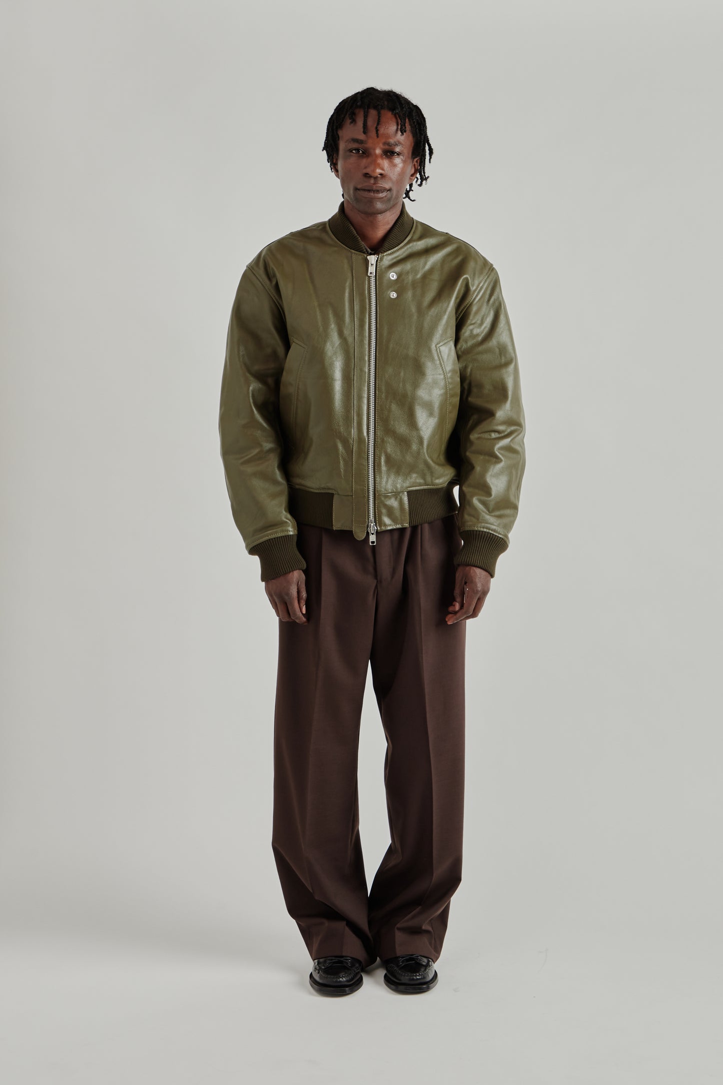 Leather Flight Jacket - Green