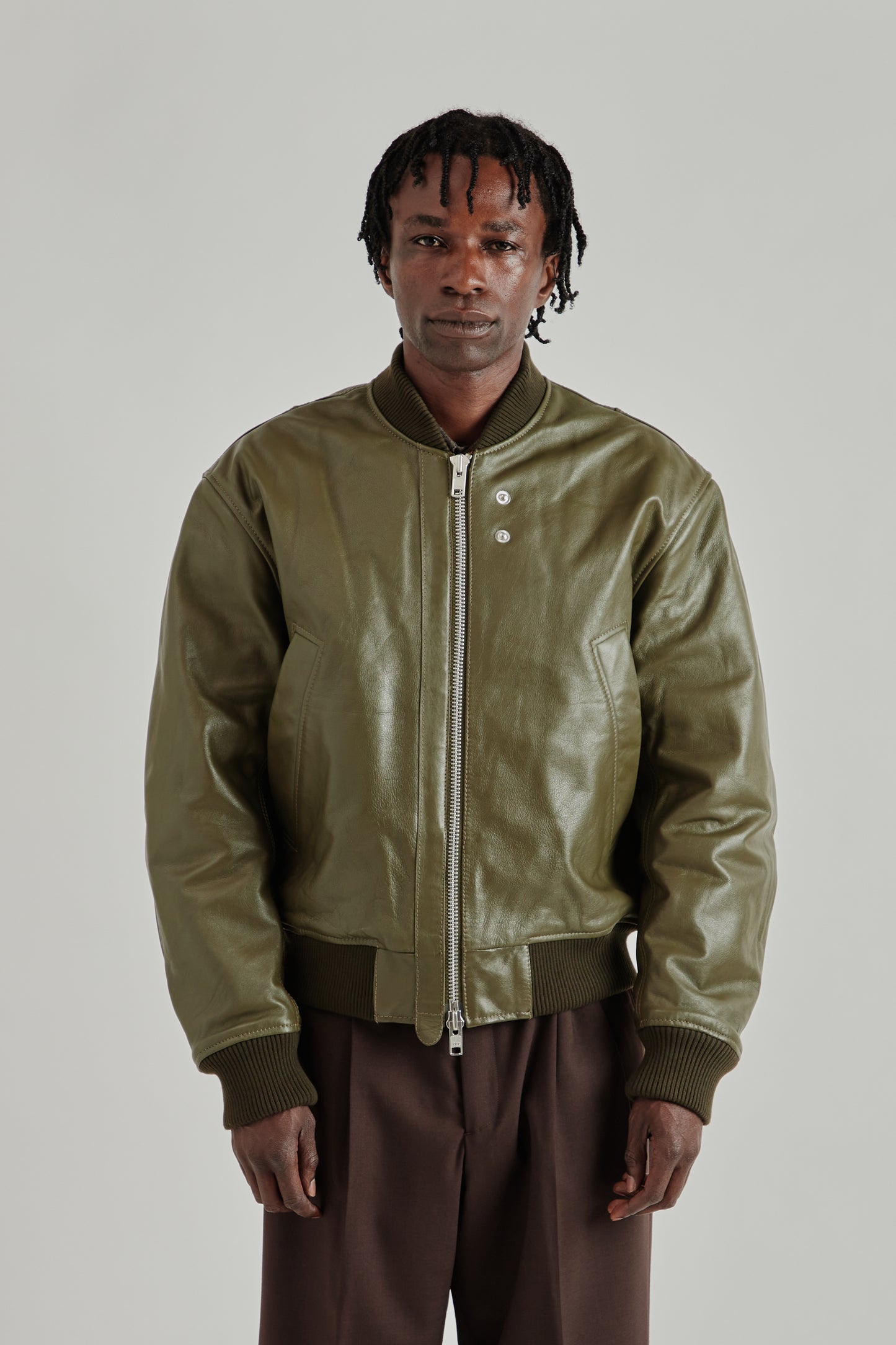 Leather Flight Jacket - Green