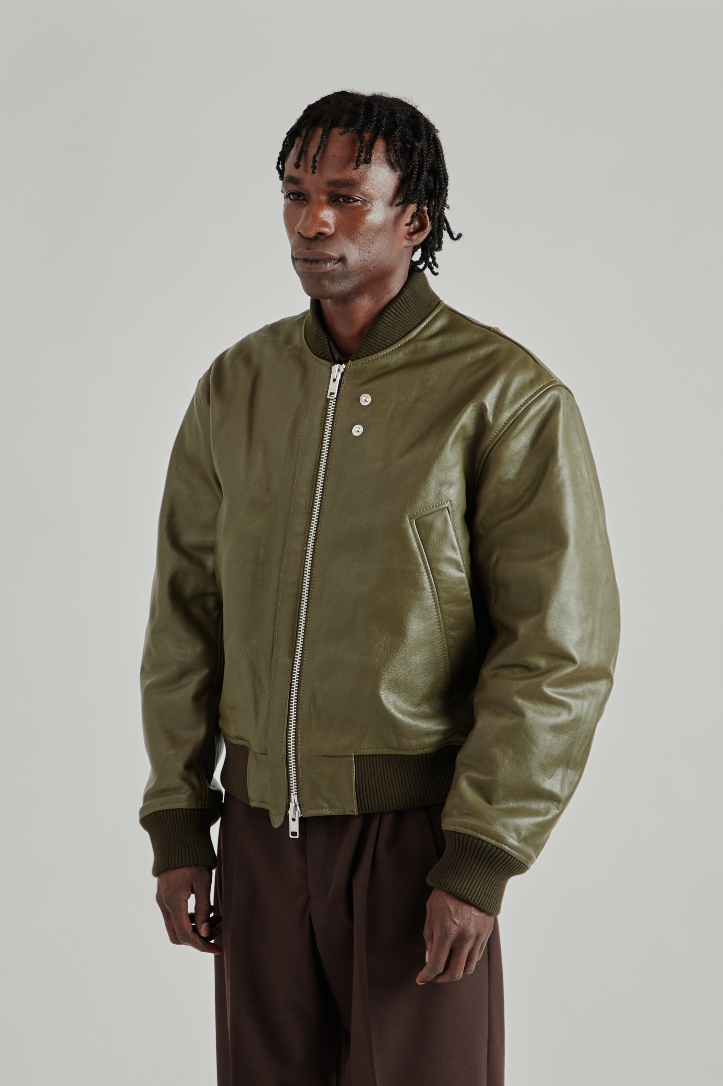 Leather Flight Jacket - Green