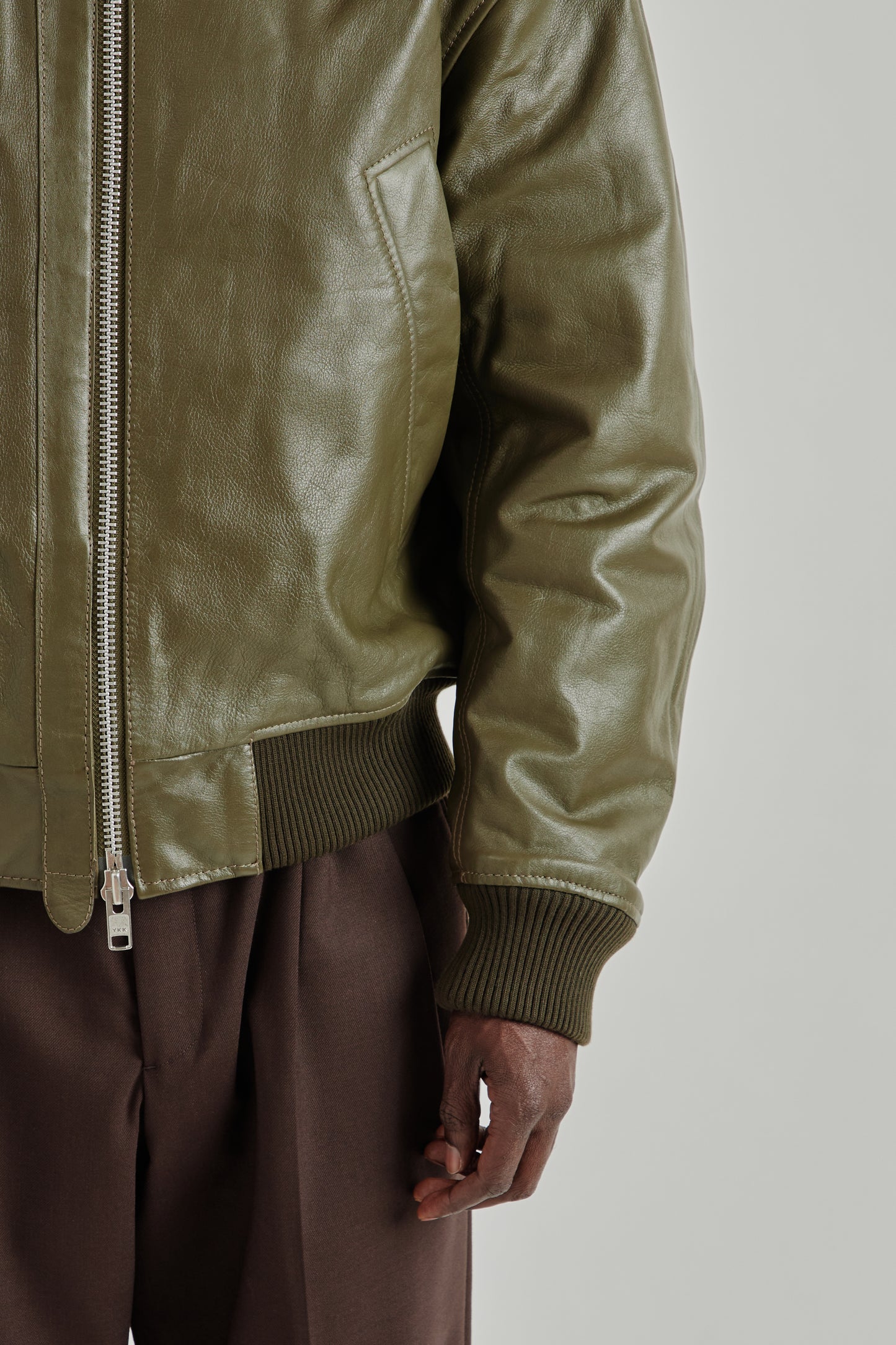 Leather Flight Jacket - Green