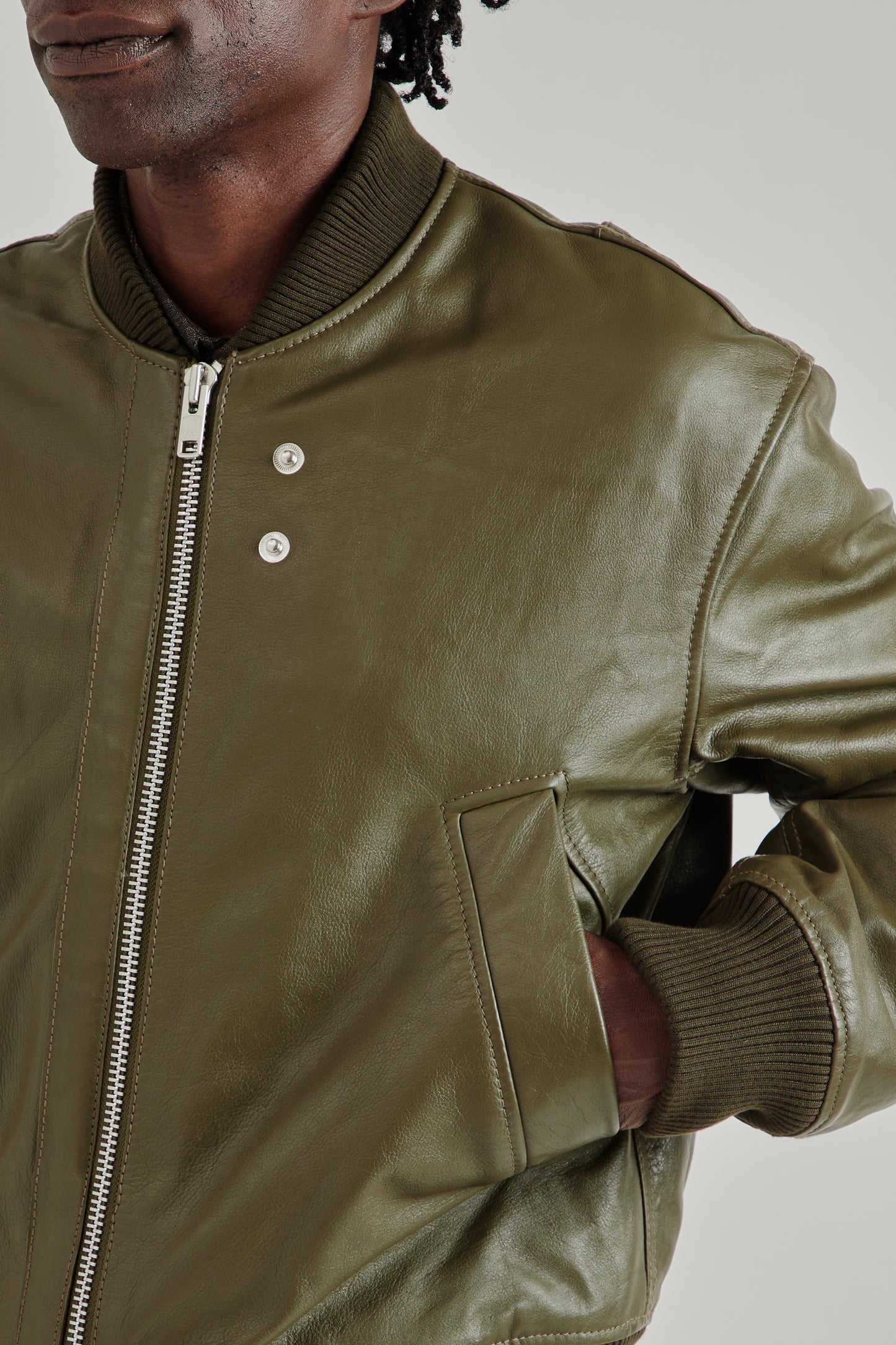 Leather Flight Jacket - Green