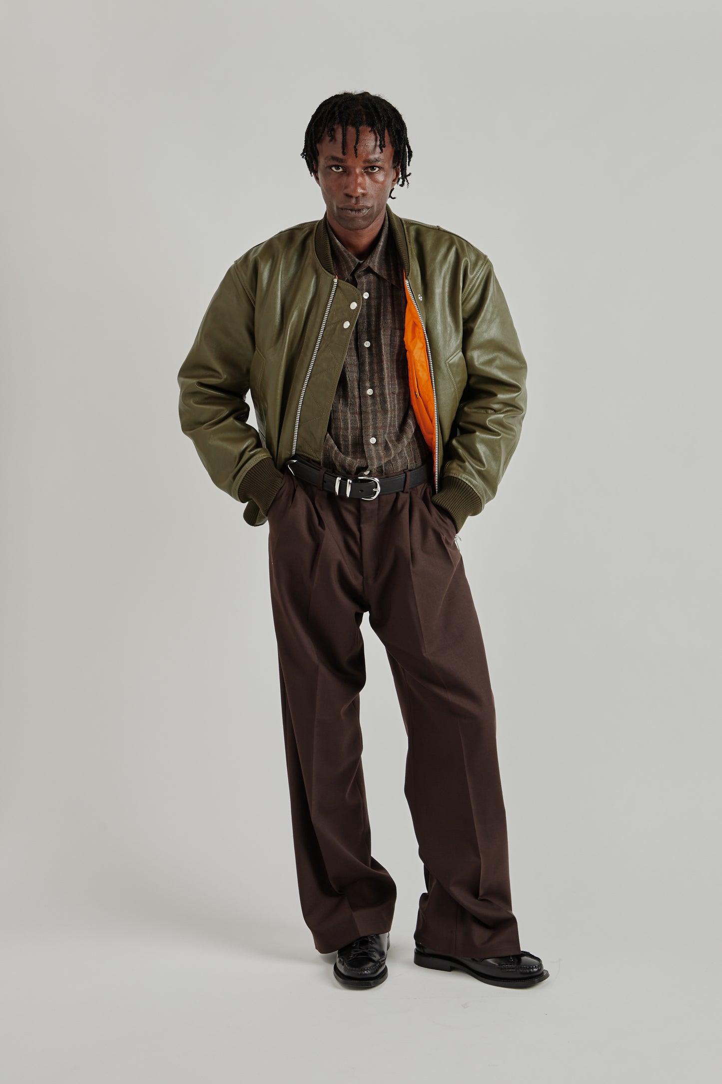 Leather Flight Jacket - Green