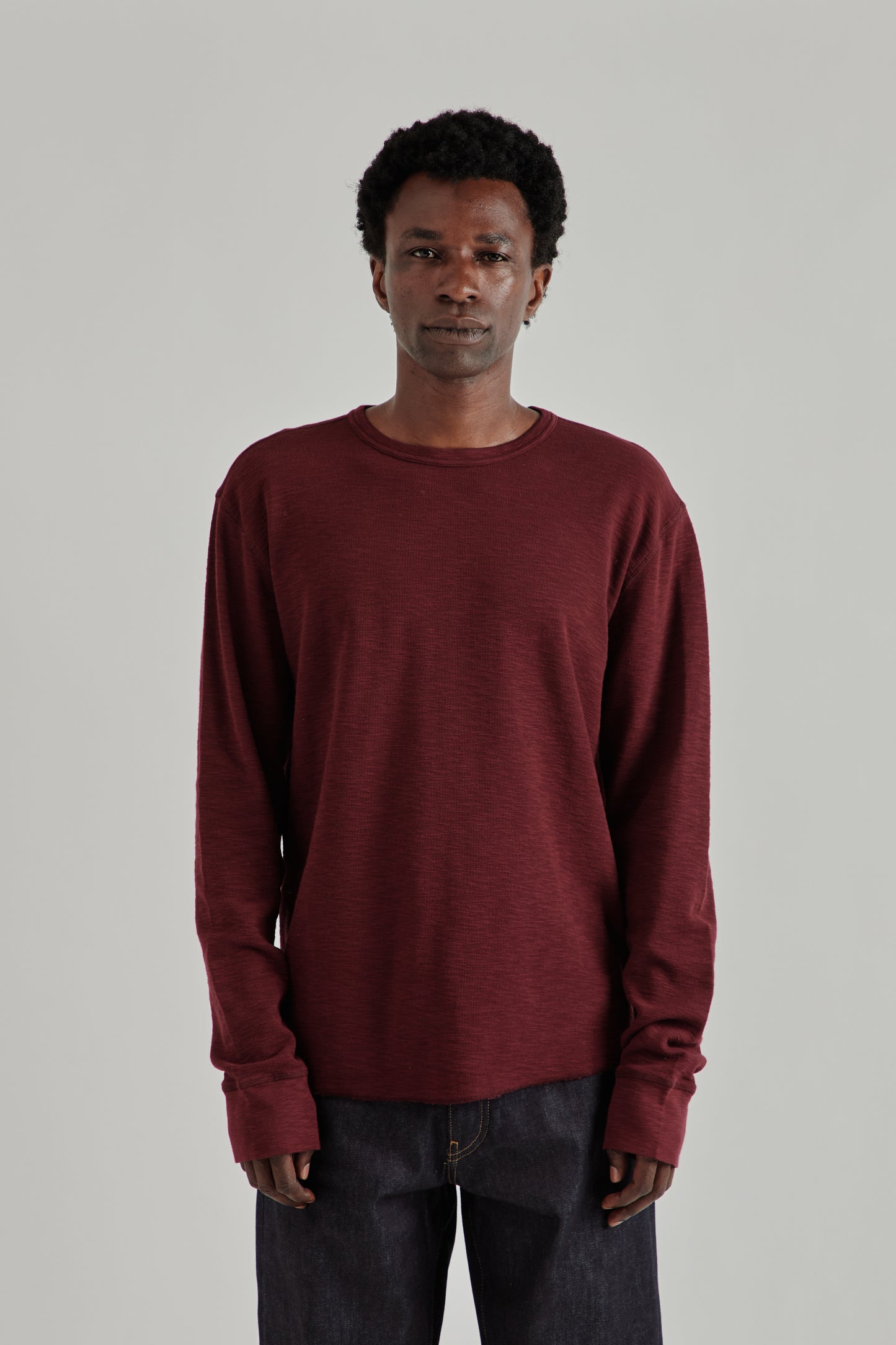 Longsleeve Waffle Tee - Burgundy