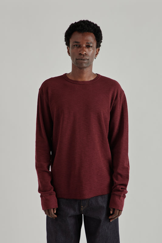 Longsleeve Waffle Tee - Burgundy