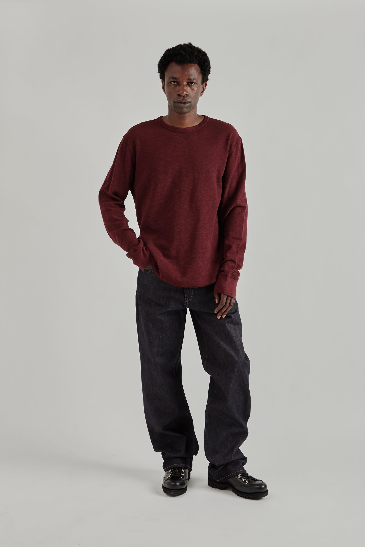 Longsleeve Waffle Tee - Burgundy