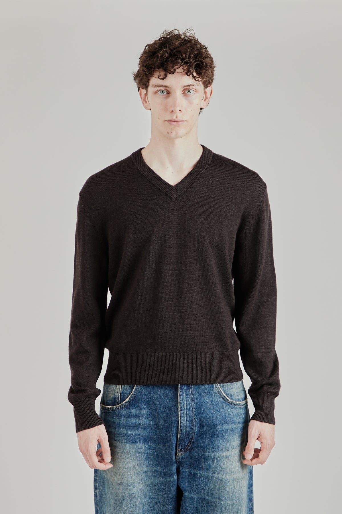 Moon Merino V Neck - Brown