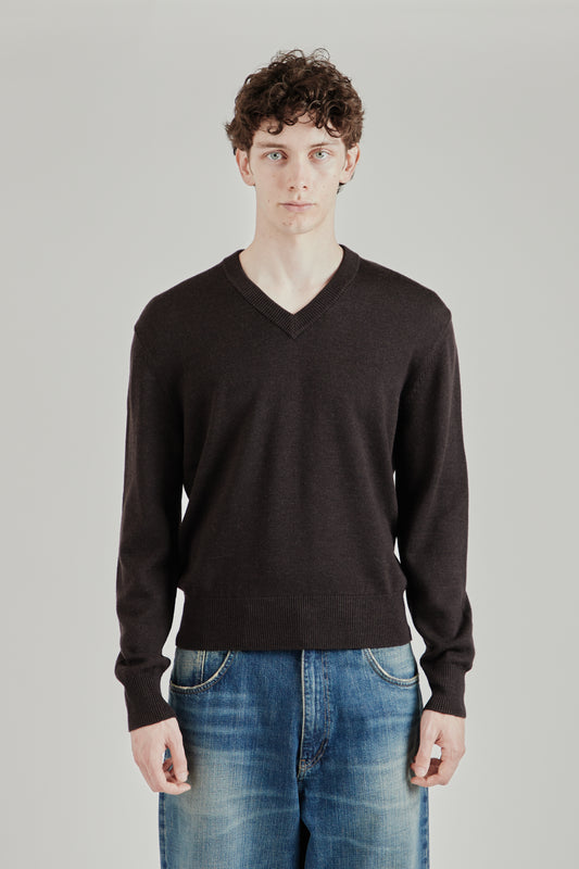 Moon Merino V Neck - Brown