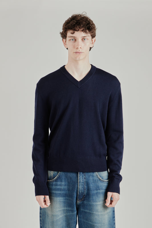 Sunflower FW26 Moon Merino V Neck Navy2484
