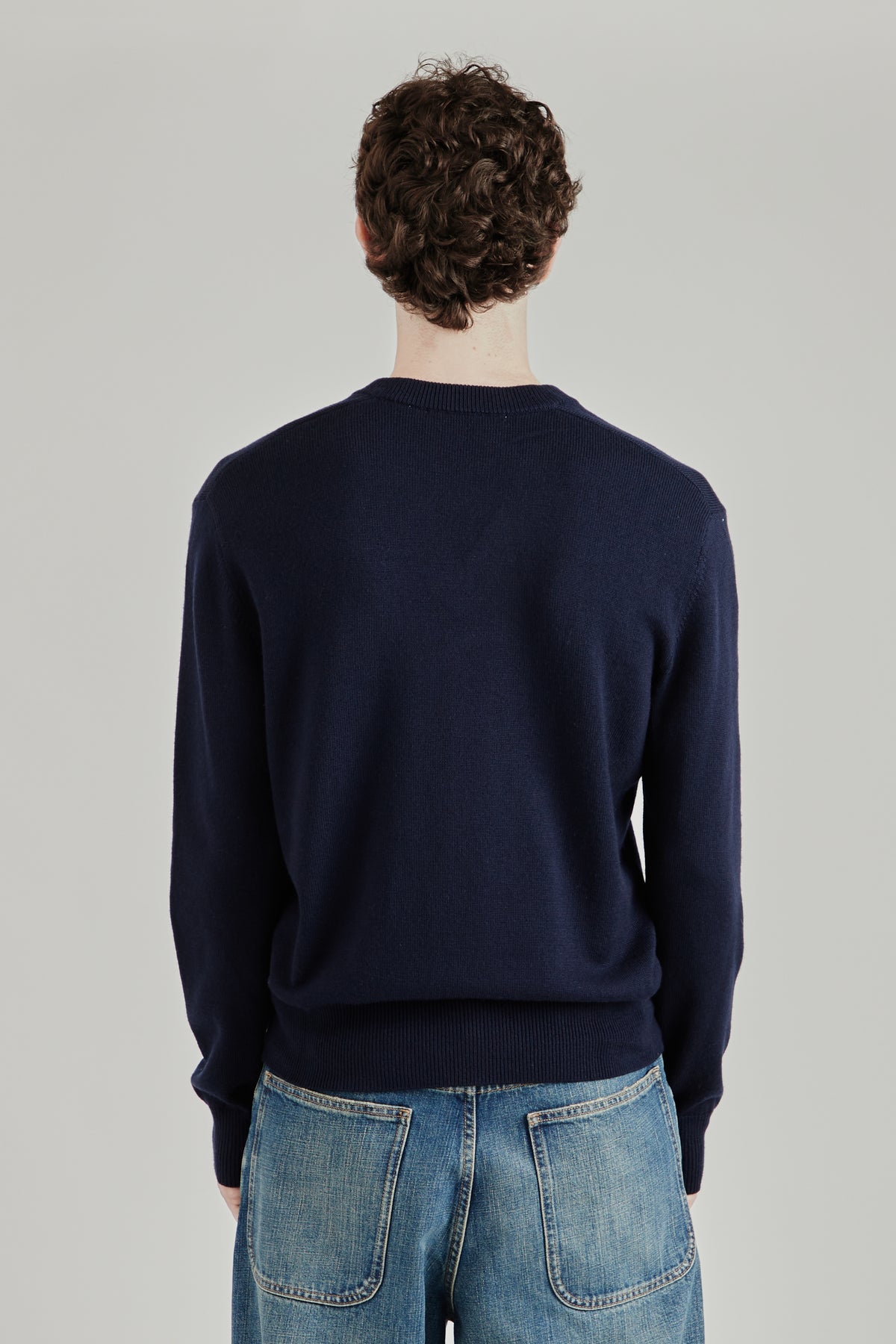 Moon Merino V Neck - Navy
