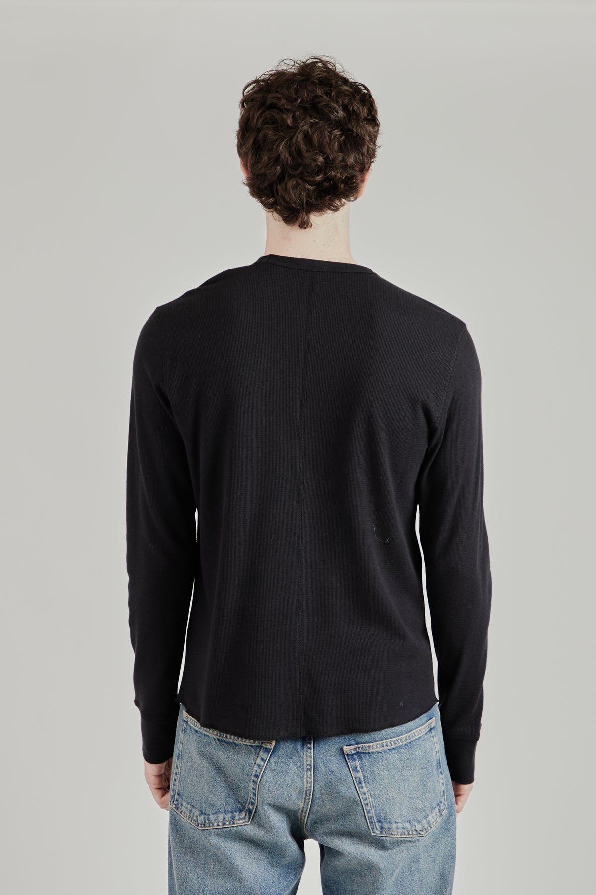 Wool Waffle Tee Long Sleeve - Black