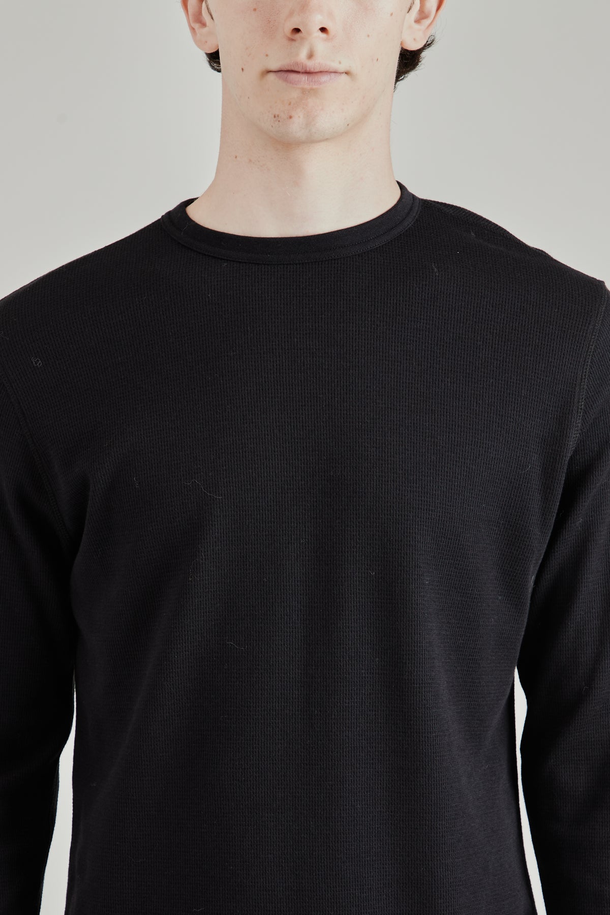 Wool Waffle Tee Long Sleeve - Black