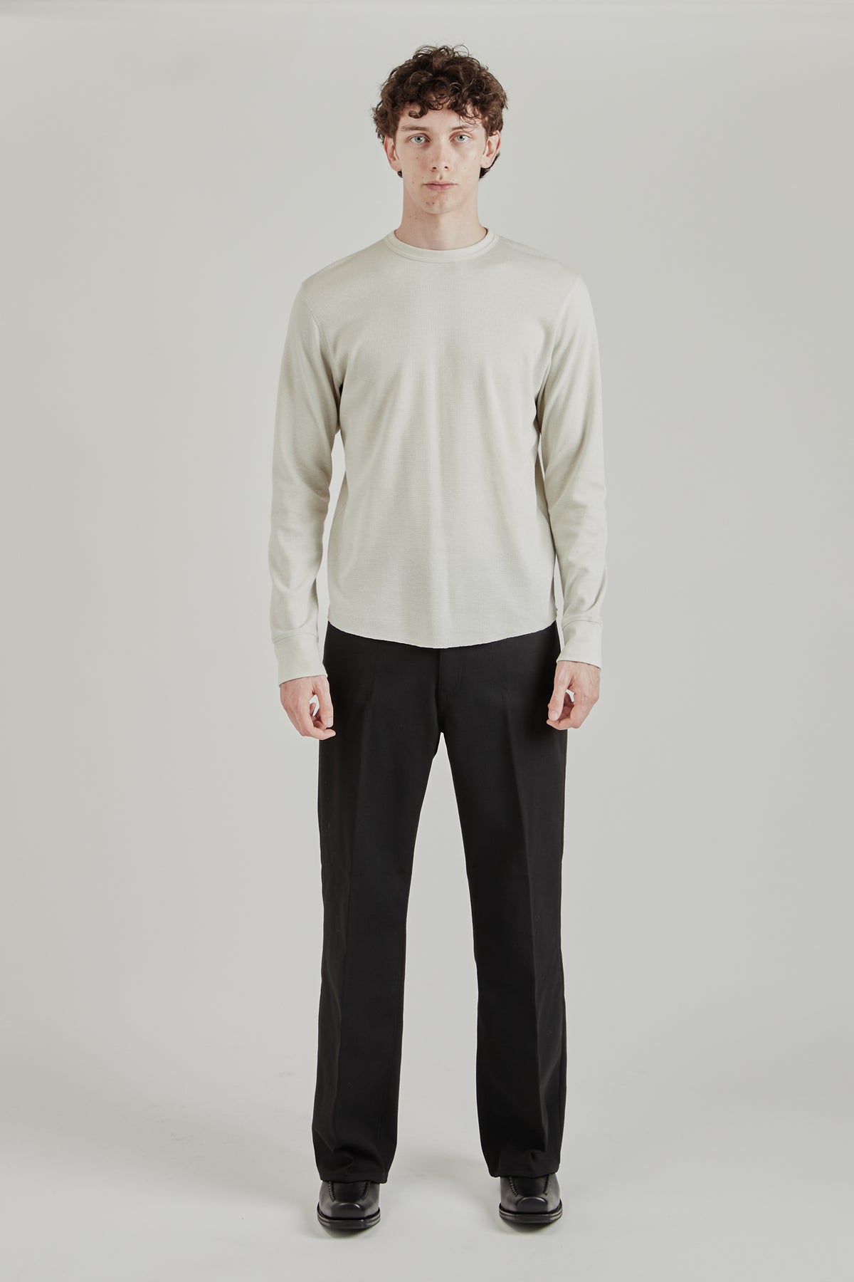Wool Waffle Tee Long Sleeve - Kit White