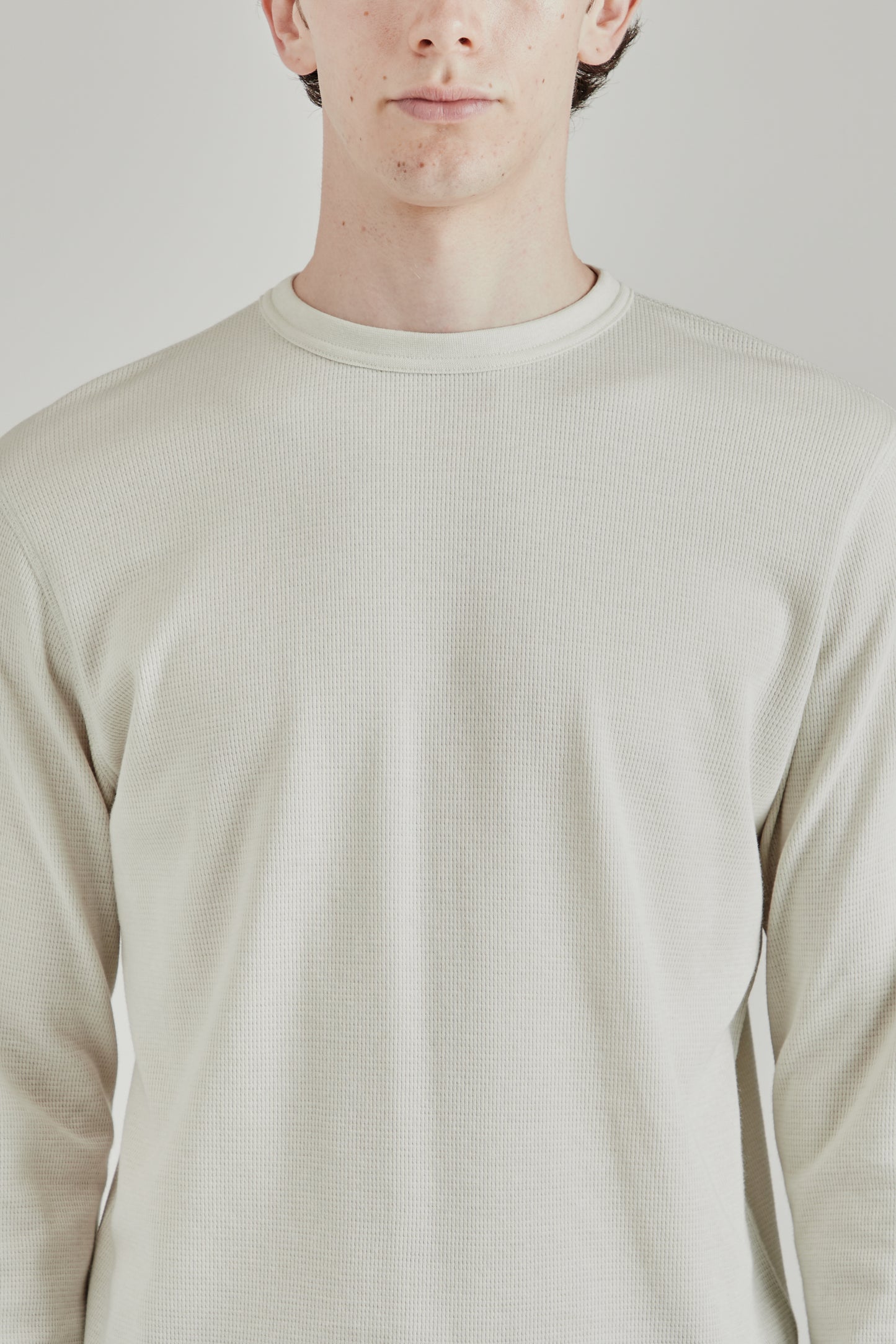 Wool Waffle Tee Long Sleeve - Kit White