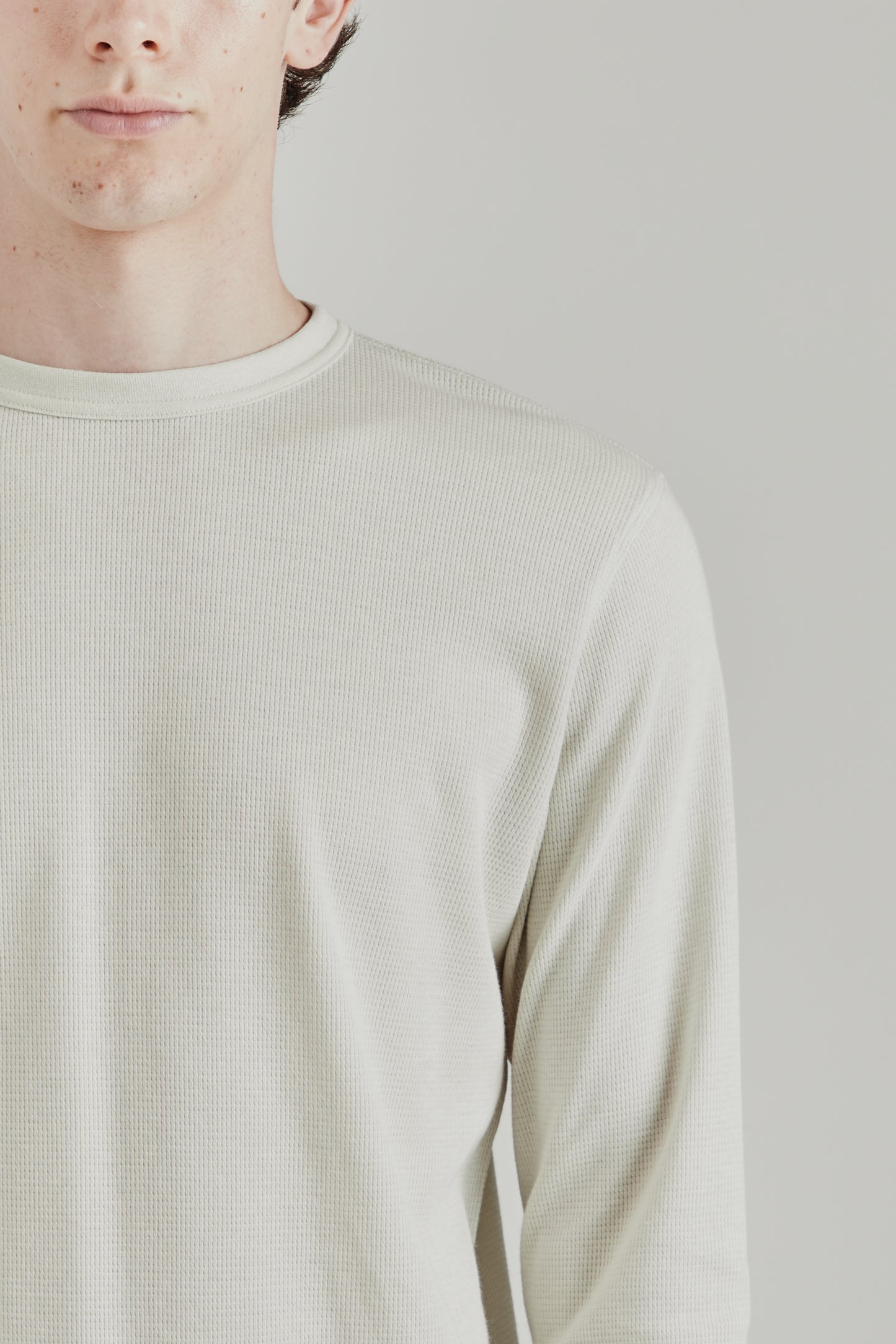 Wool Waffle Tee Long Sleeve - Kit White