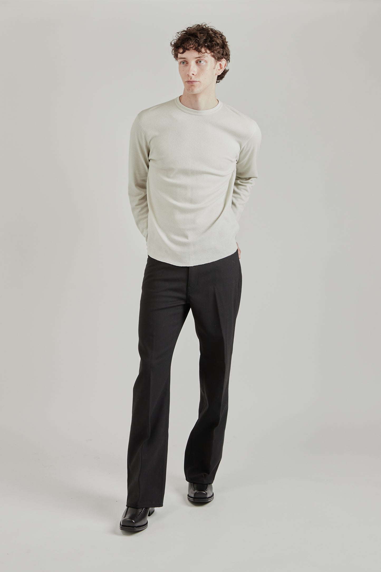 Wool Waffle Tee Long Sleeve - Kit White