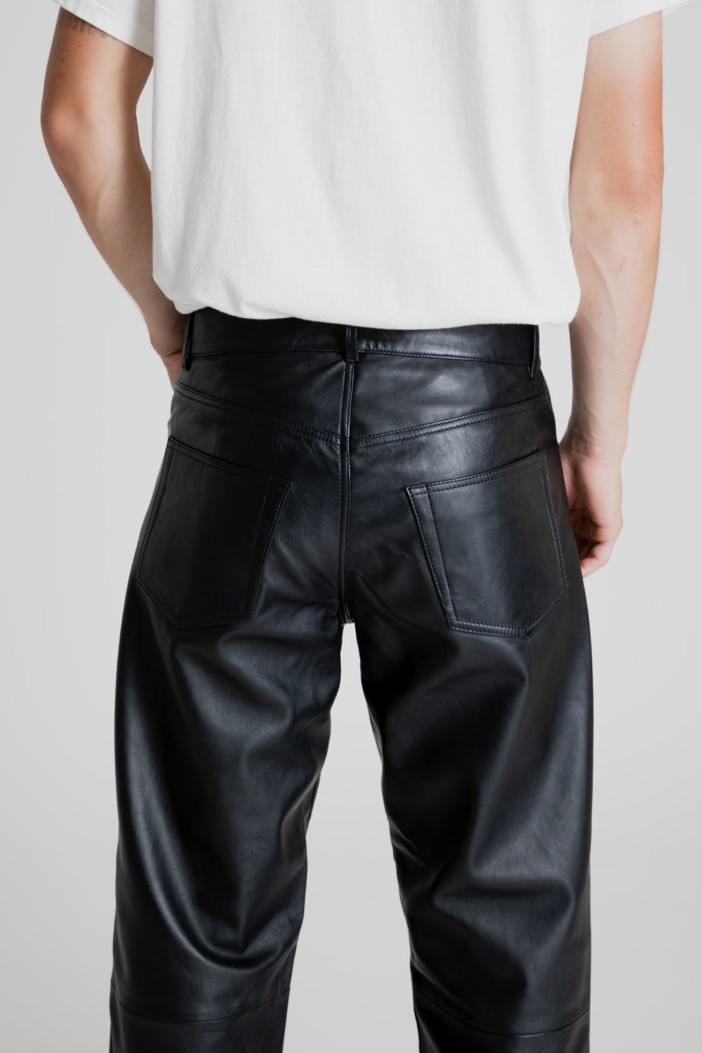 Sunflower Loose Leather Pants in Black