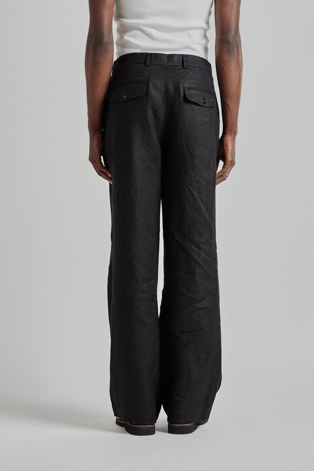 Pleated Linen Pants - Black