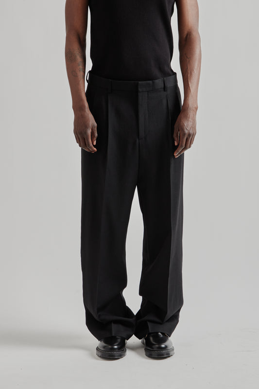 Wide Pleated Trouser - Black