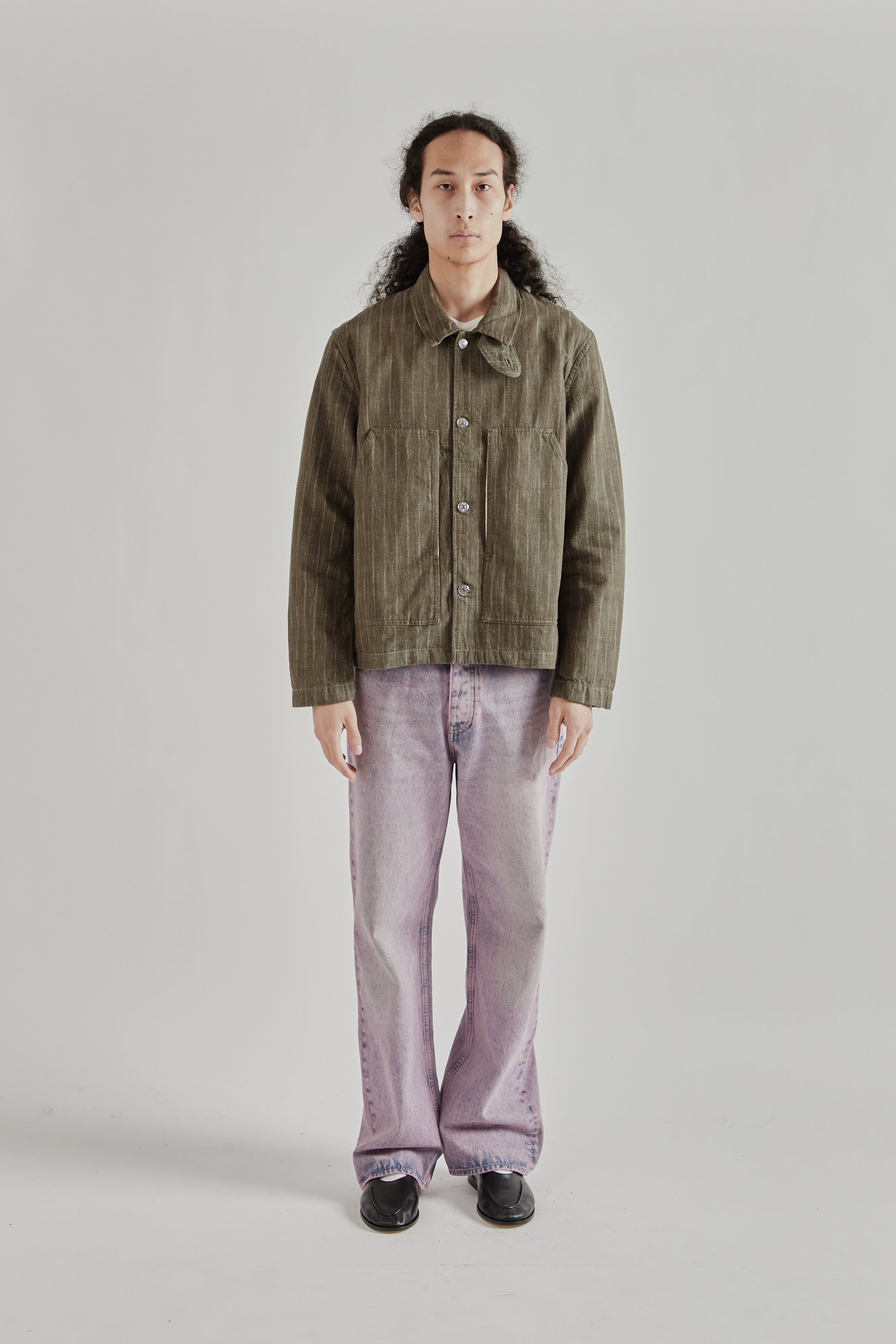 Sunflower SS26 Labour Jacket Stripe Khaki1138