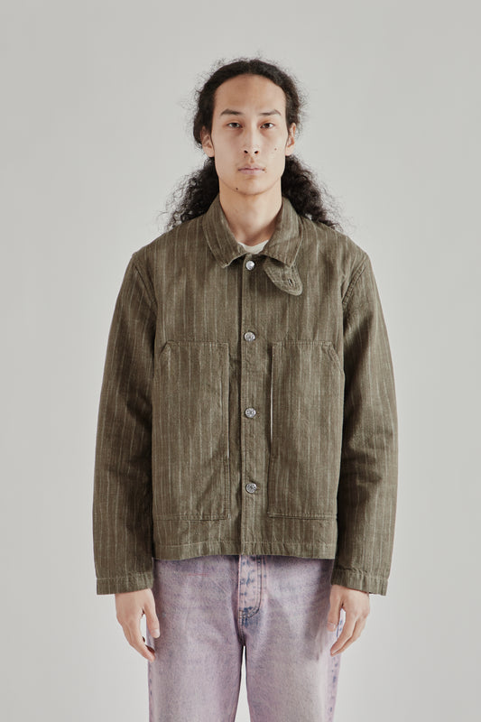 Sunflower SS26 Labour Jacket Stripe Khaki1140