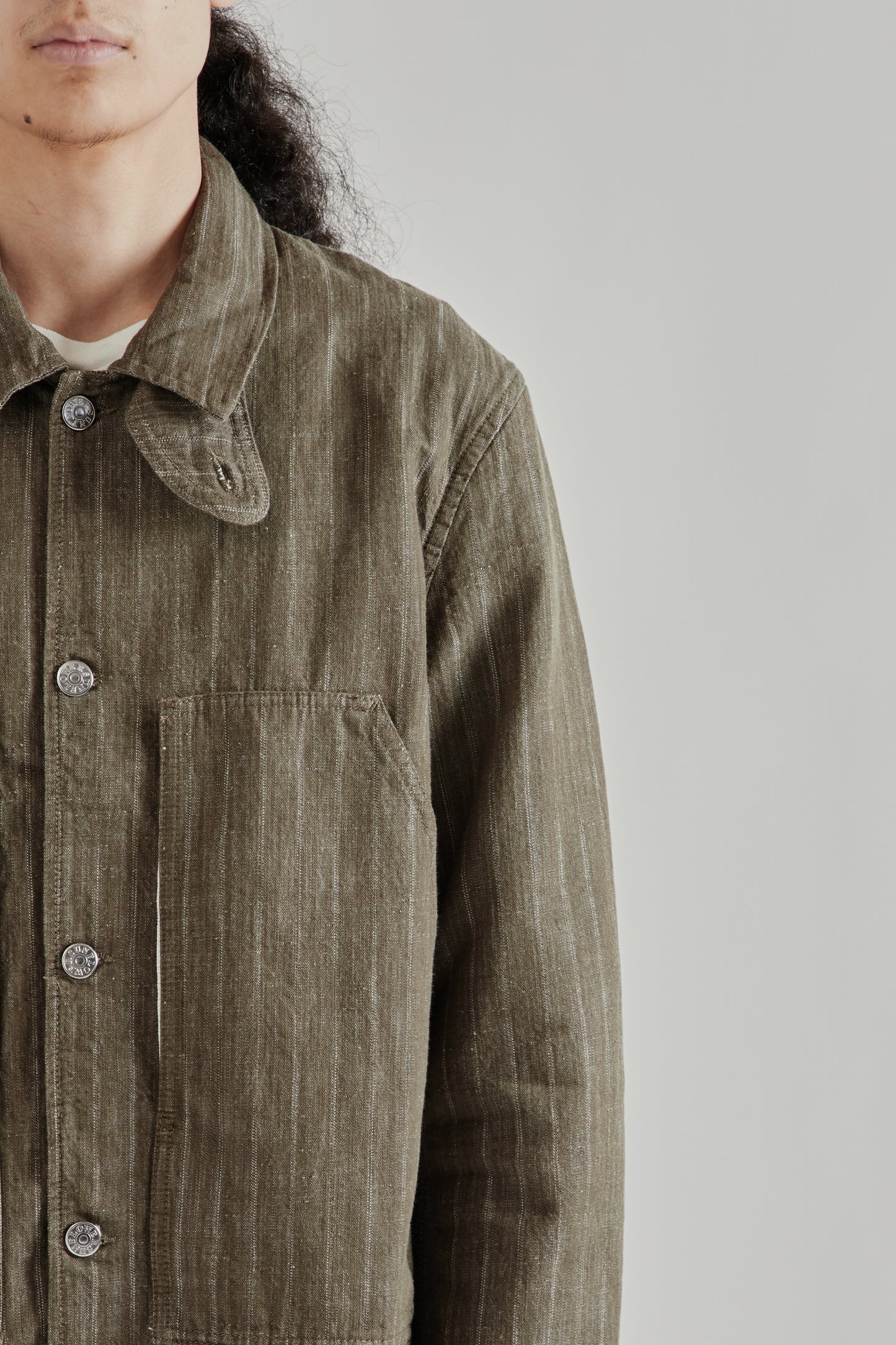 Sunflower SS26 Labour Jacket Stripe Khaki1151